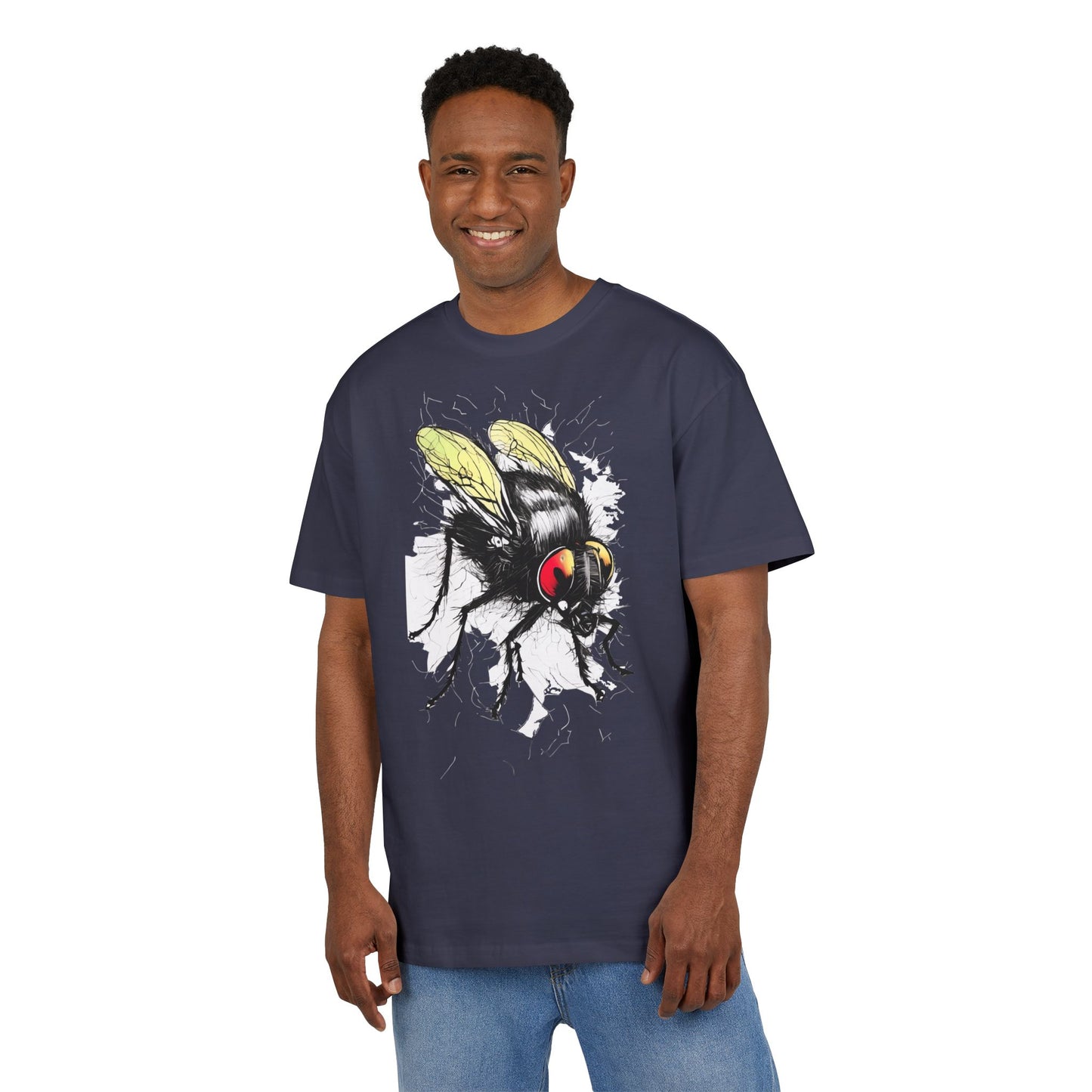 Bee-Inspired Unisex Heavy Oversize Tee, Casual Wear, Graphic T-Shirt, Gift for Nature Lovers, Summer Style, Eco-Friendly Fashion