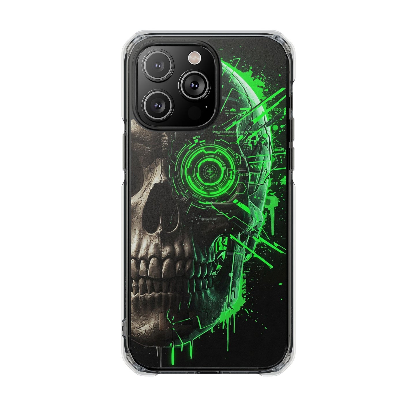 Skull Graphic Phone Case - Magnetic Clear Impact Cases, Skull Design, Unique Phone Protection, Edgy Gift for Tech Lovers