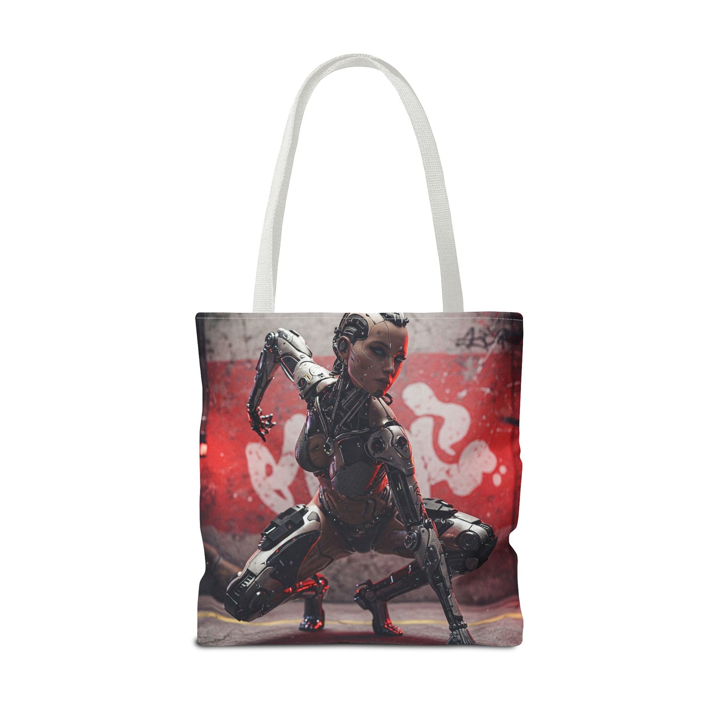 Futuristic Sci-Fi Tote Bag, Stylish Shopping Bag, Cyberpunk Accessory, Gift for Tech Lovers, Artwork Tote, Unique Canvas Bag