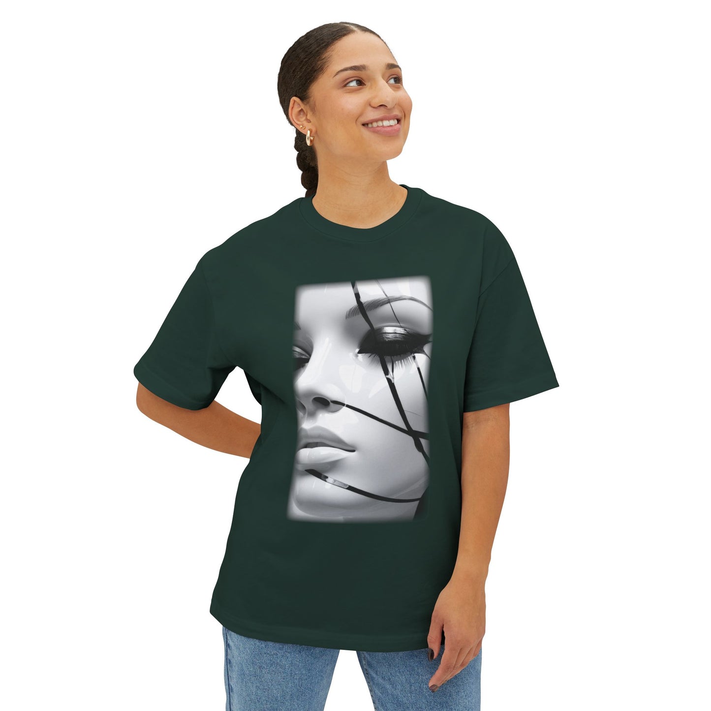 Chic Oversized Graphic Tee with Striking Design, Streetwear, Casual Style, Fashion Statement, Gift for Art Lovers