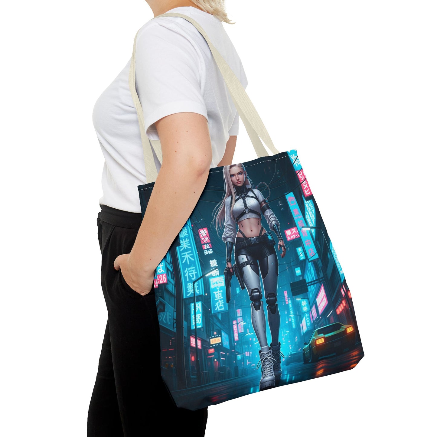 Futuristic Cyberpunk Tote Bag | Stylish Grocery Shopper, Fashion Accessory, Gift for Tech Lovers, Eco-Friendly Tote