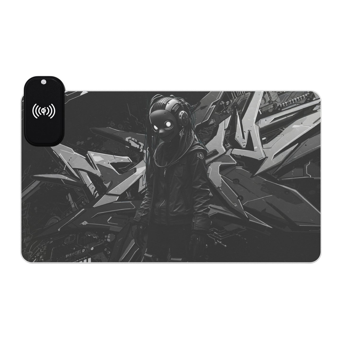 LED Gaming Mouse Pad with Wireless Charging - Cyberpunk Design, Perfect for Gamers