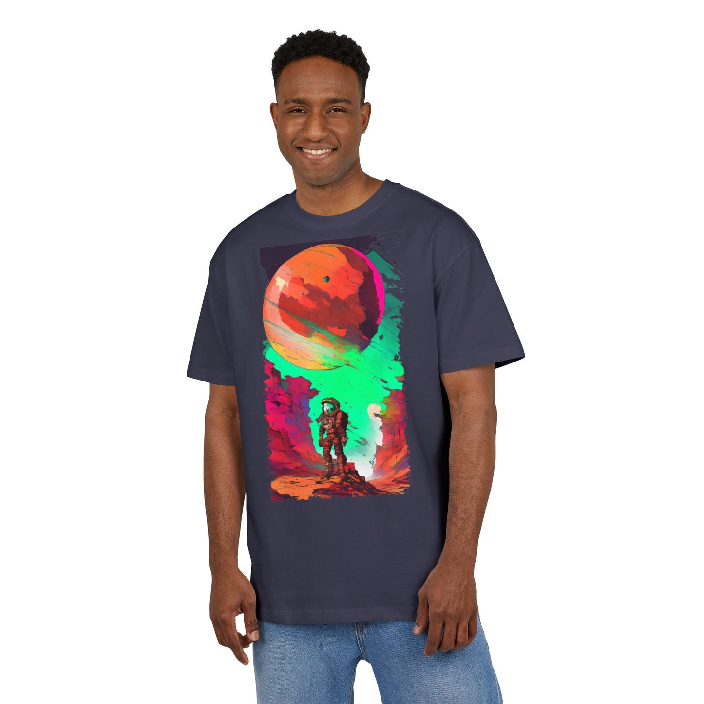 Cosmic Adventure Unisex Heavy Oversize Tee - Perfect for Space Lovers, Casual Style, Gift for Her, Him, Unique Graphic Tee, Sci-Fi Fashion