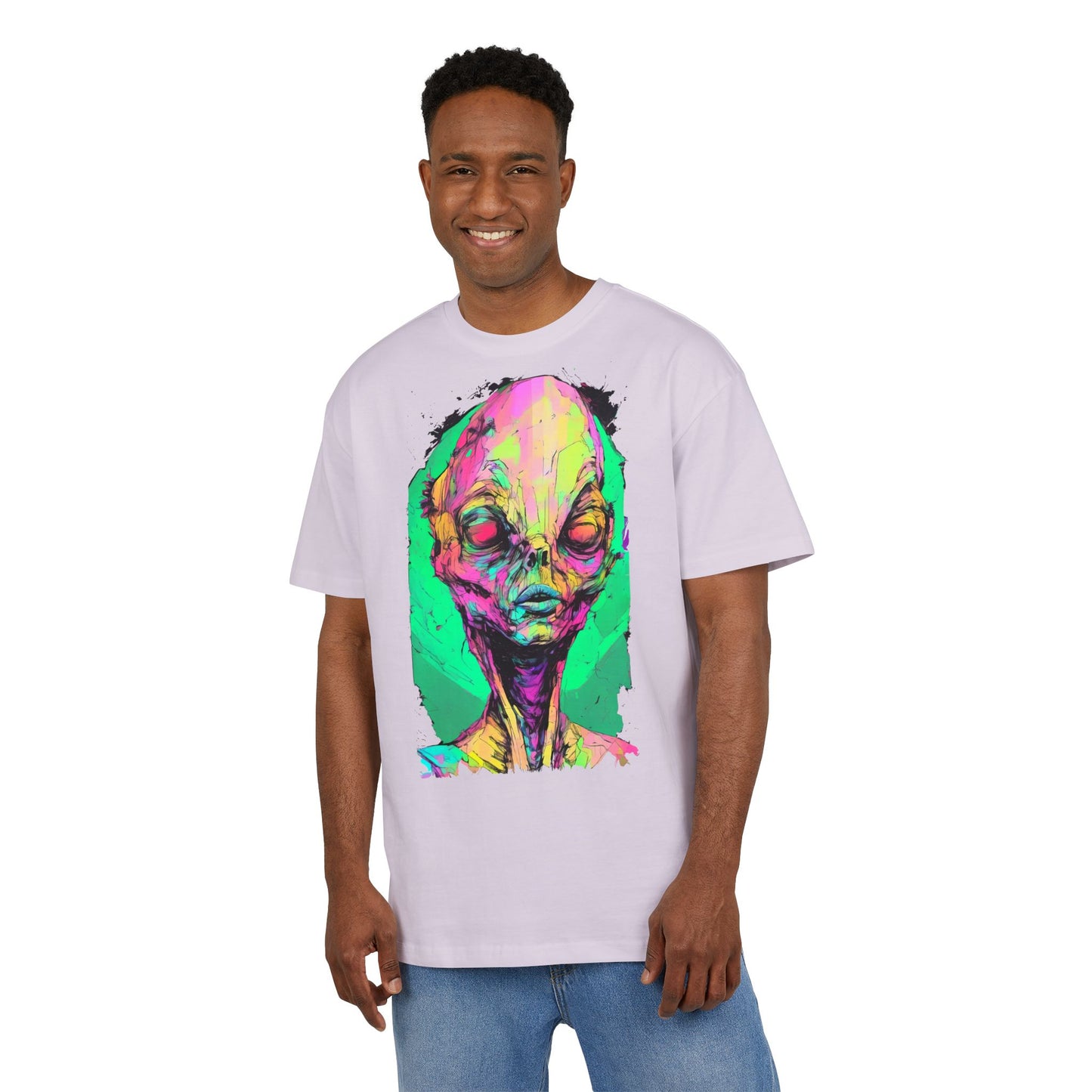 Alien Art Oversize Tee, Graphic Tee, Unisex T-Shirt, Casual Wear, Unique Gift for Sci-Fi Lovers