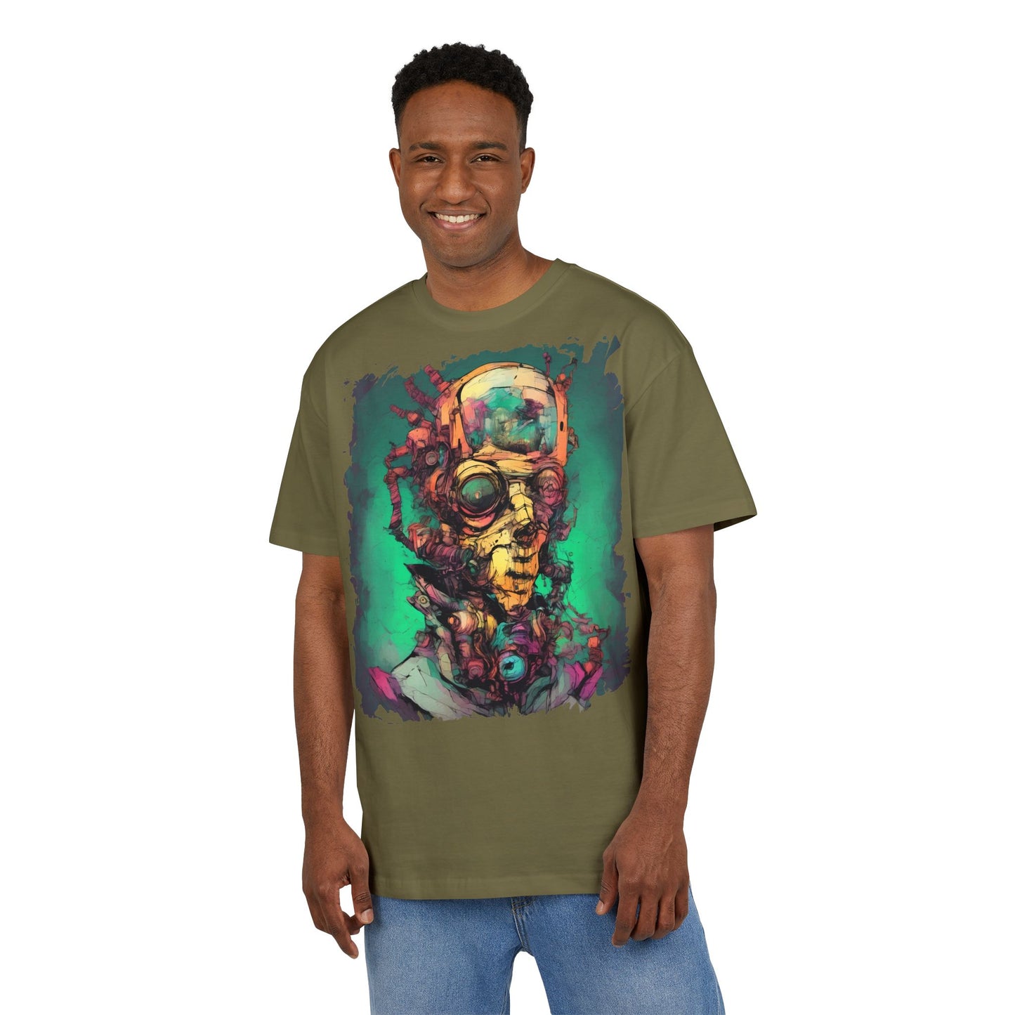 Artistic Oversize Tee Featuring Abstract Portrait, Unisex T-Shirt, Cool Graphic Tee, Streetwear Style, Unique Gifts for Art Lovers