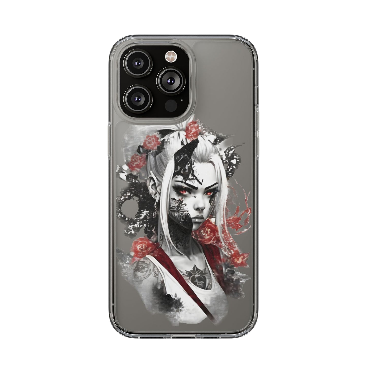 Artistic Clear Phone Case with Floral Design