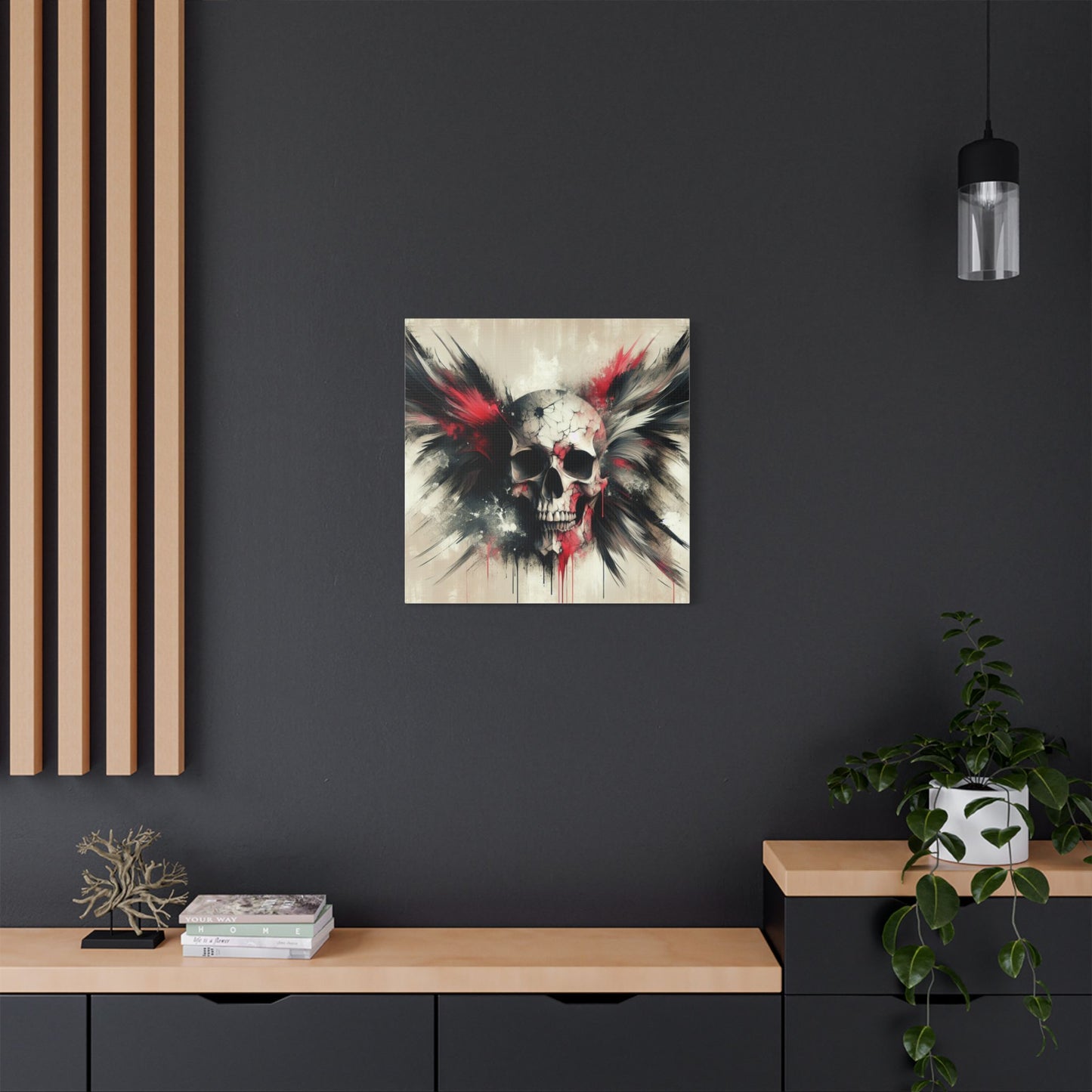 Gothic Skull Wall Art, Dark Art Canvas, Edgy Home Decor, Unique Gift for Halloween, Metalhead Wall Piece