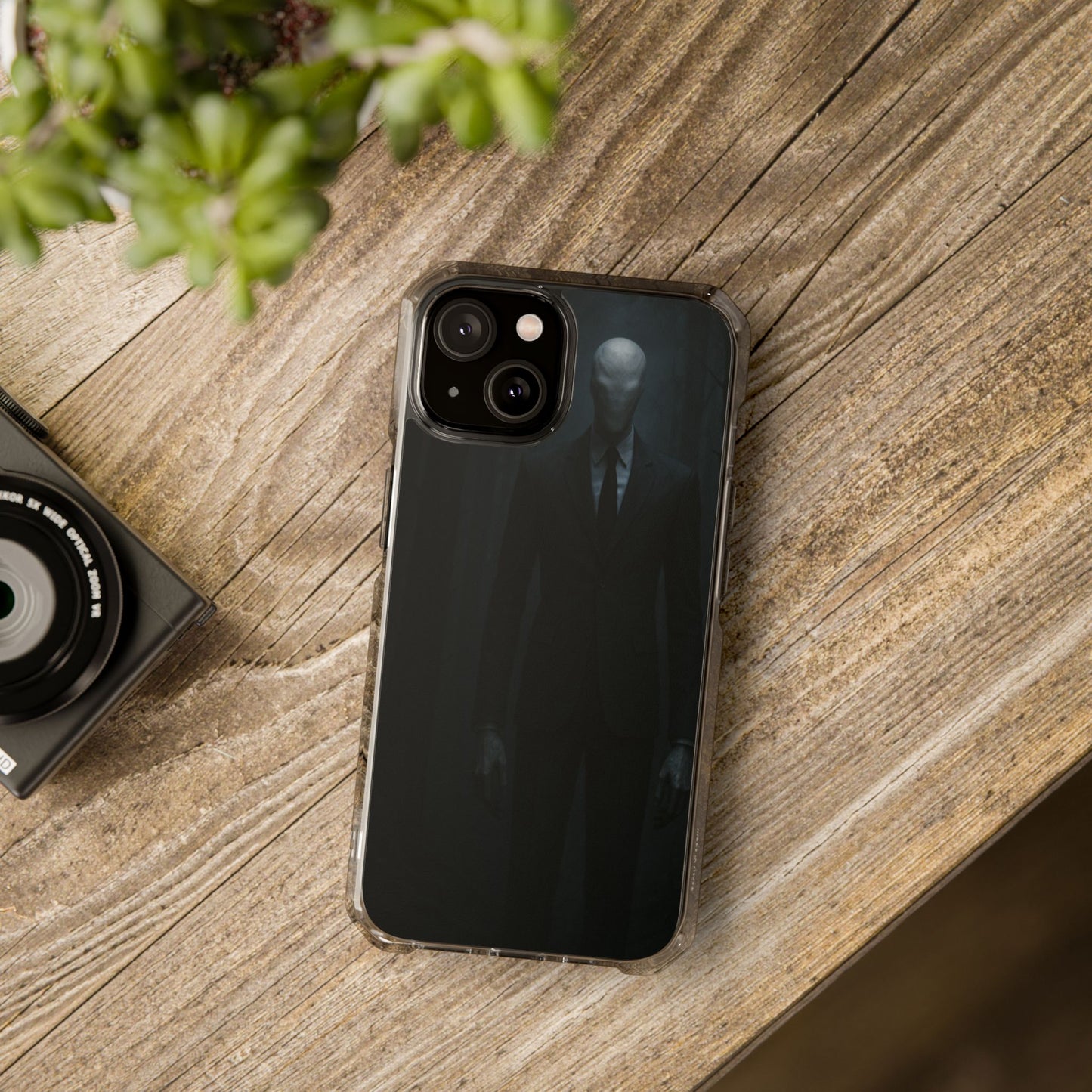 Sleek Phone Case with Minimalist Horror Design of Slenderman, Slim Protective Case, Unique Gift for Horror Lovers, Clear Impact-Resistant Case