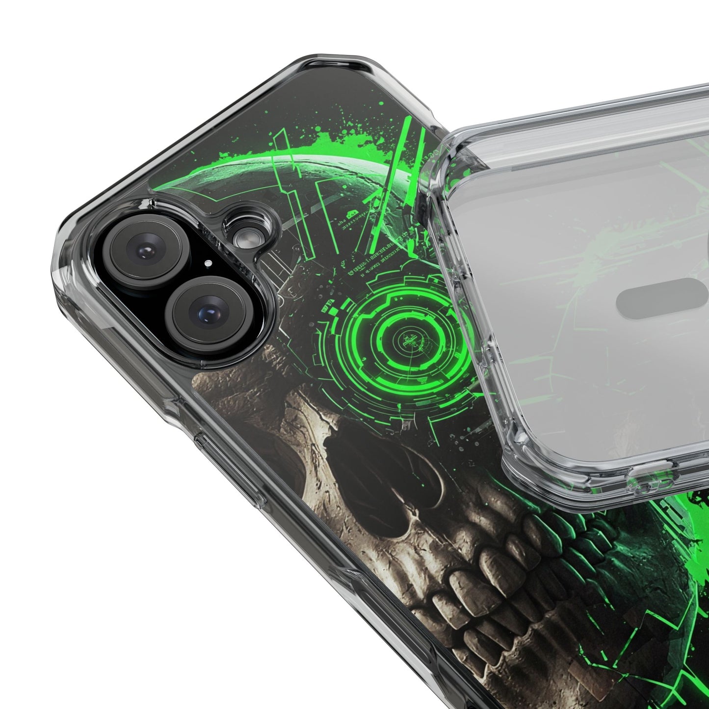 Skull Graphic Phone Case - Magnetic Clear Impact Cases, Skull Design, Unique Phone Protection, Edgy Gift for Tech Lovers