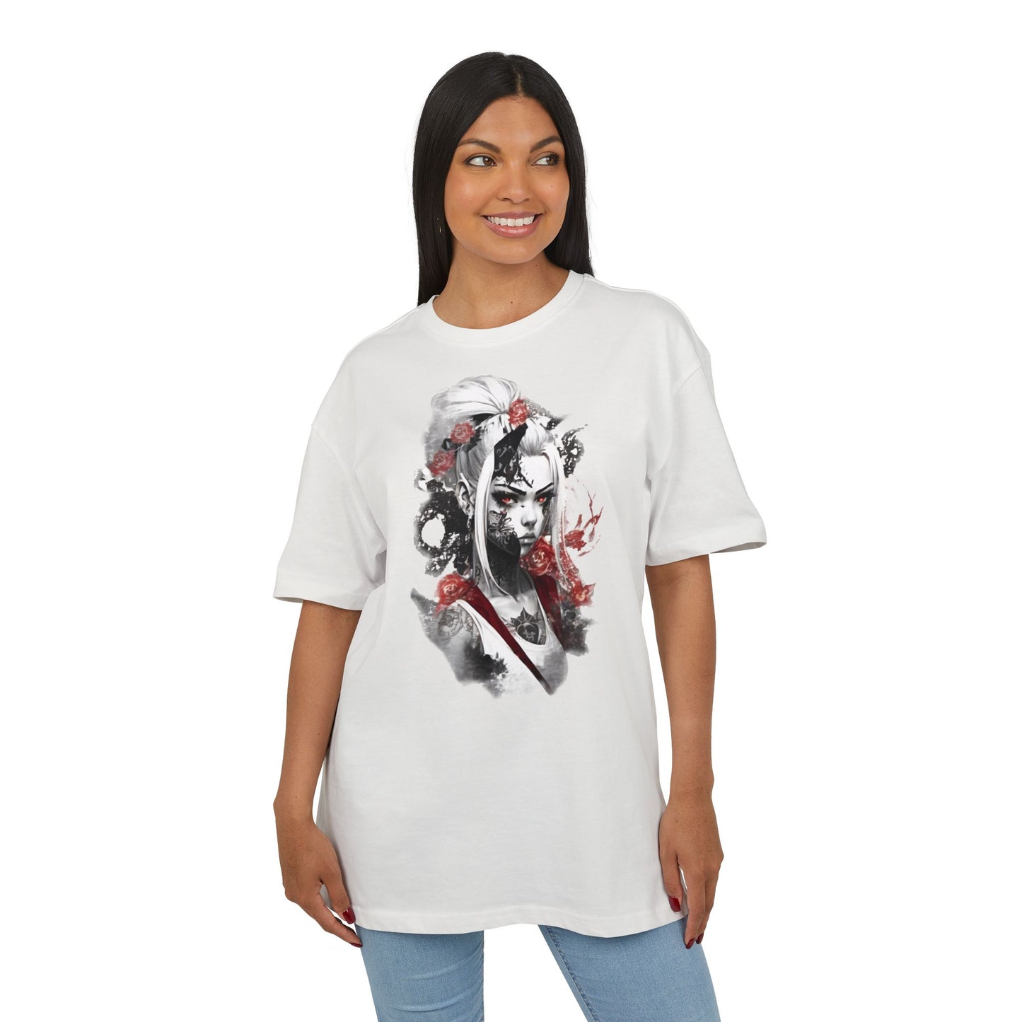 Artistic Unisex Heavy Oversize Tee - Bold Floral Graphics