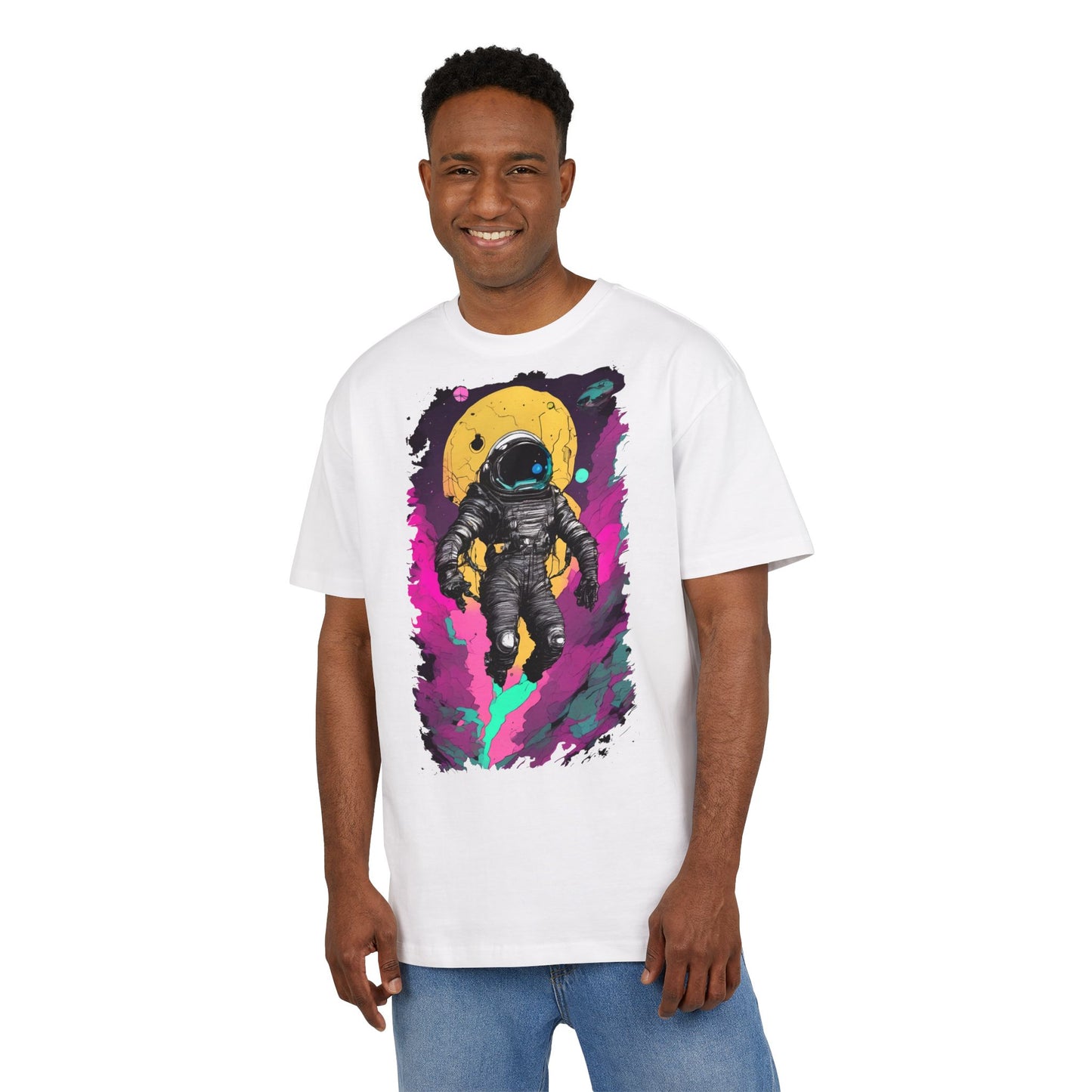 Cosmic Astronaut Tee, Unisex Oversize Tee, Space Graphic Shirt, Retro Astronaut T-Shirt, Gift for Space Lovers, Unique Graphic Tee
