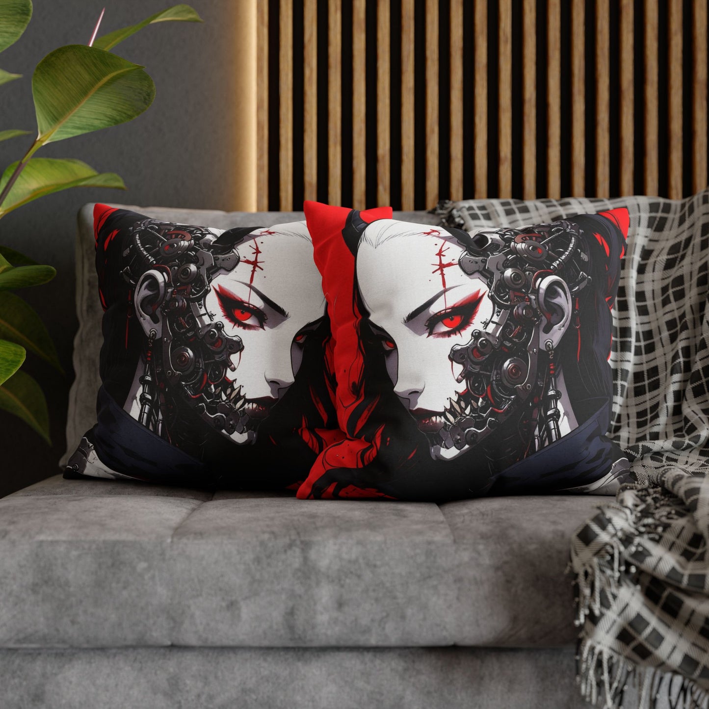 Futuristic Anime Style Pillowcase, Cyberpunk Decor, Gift for Anime Lovers, Home Accessories, Housewarming Present, Cozy Bedroom