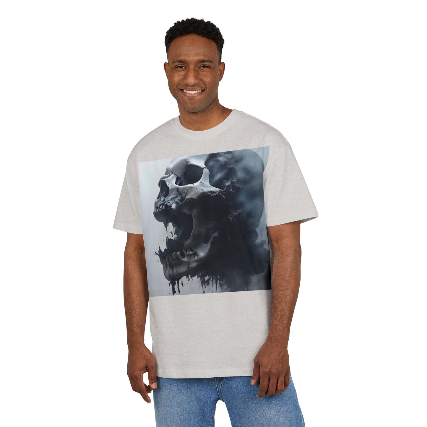 Gothic Skull Oversized Tee | Unisex, Grunge Fashion, Halloween Shirt, Dark Aesthetic, Casual Wear