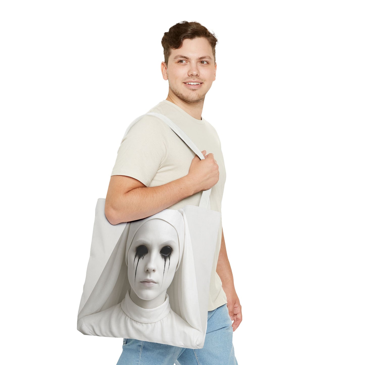 Eerie Art Tote Bag, Creepy Canvas Bag, Gothic Handbag, Unique Gift for Halloween, Spooky Decor, Horror Lover Accessories