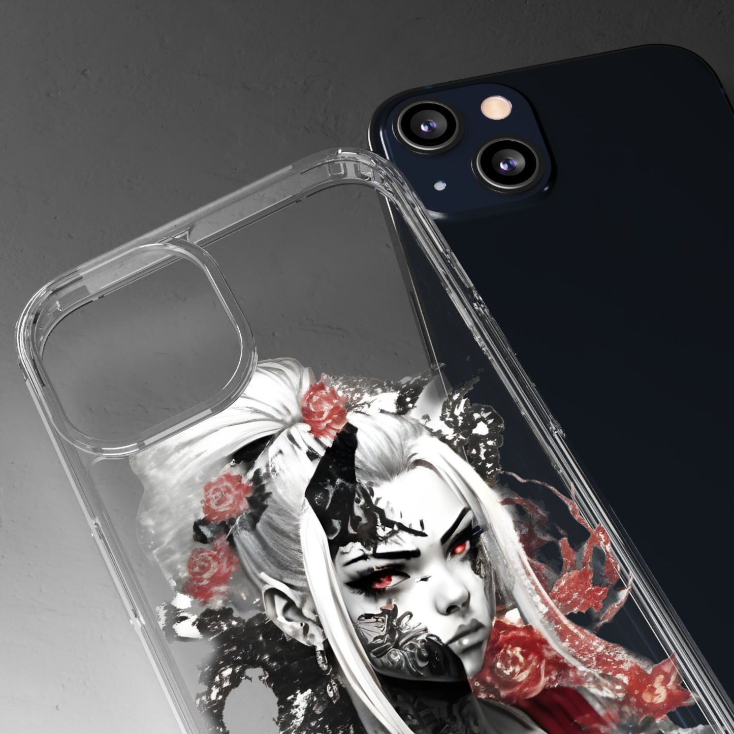 Artistic Clear Phone Case with Floral Design