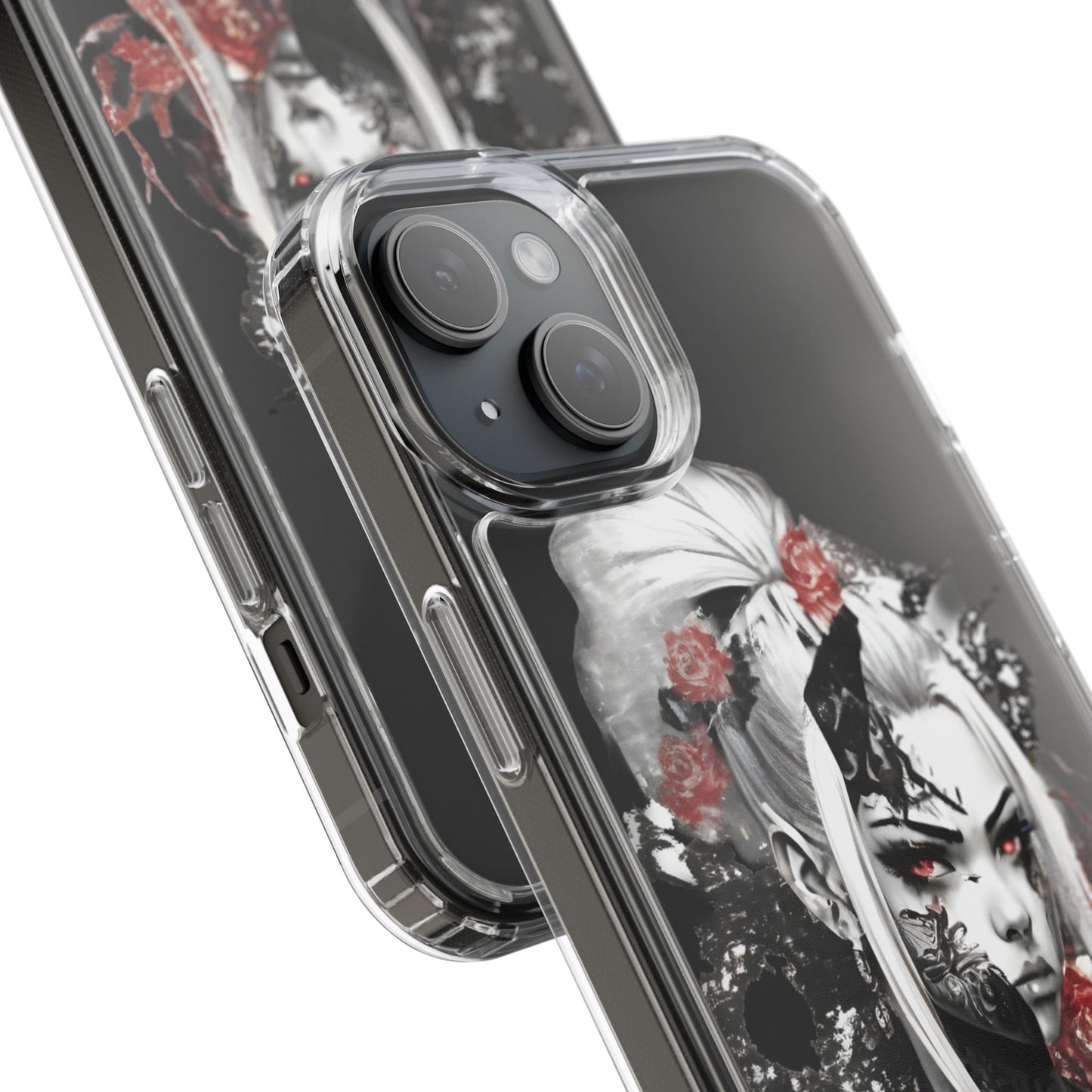 Artistic Clear Phone Case with Floral Design