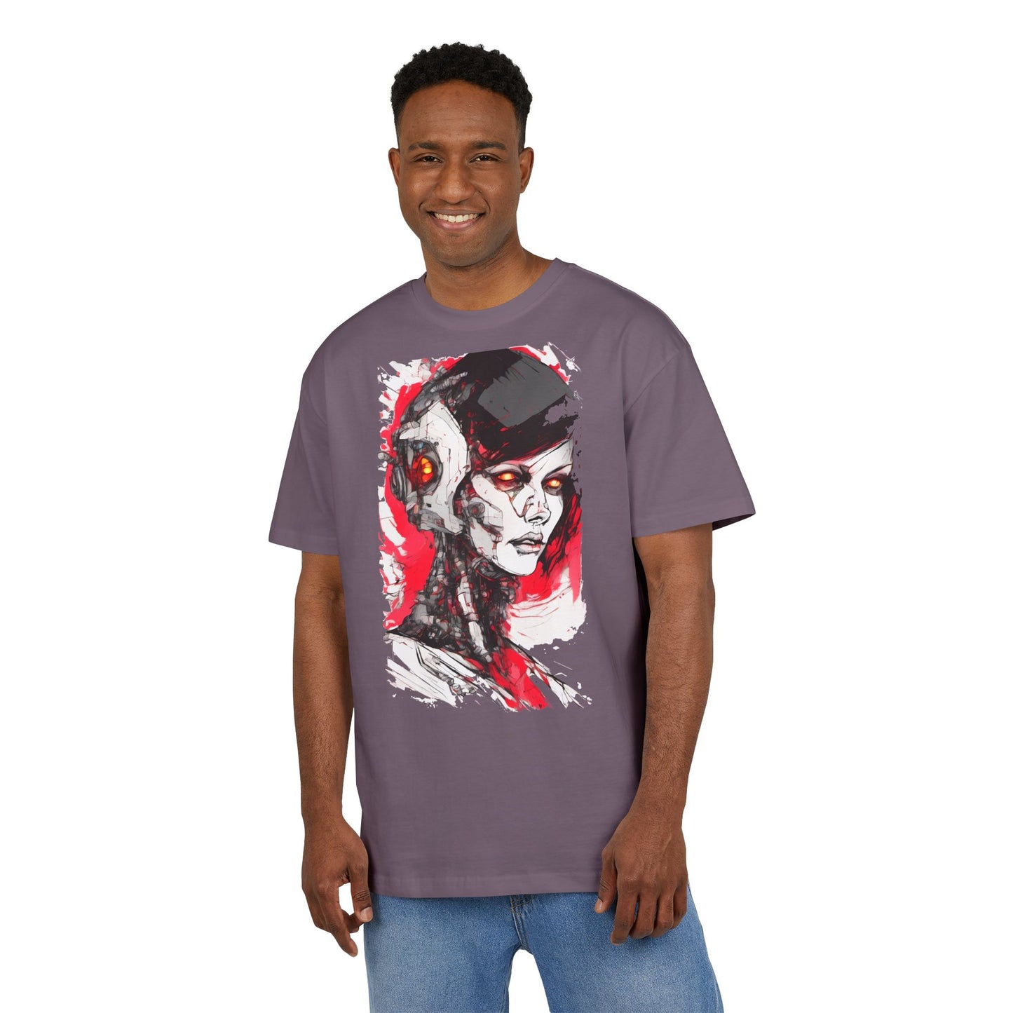 Cyberpunk-Inspired Unisex Heavy Oversize Tee | Graphic Tee, Streetwear, Gift for Gamers, Unique Fashion, Modern Art Apparel