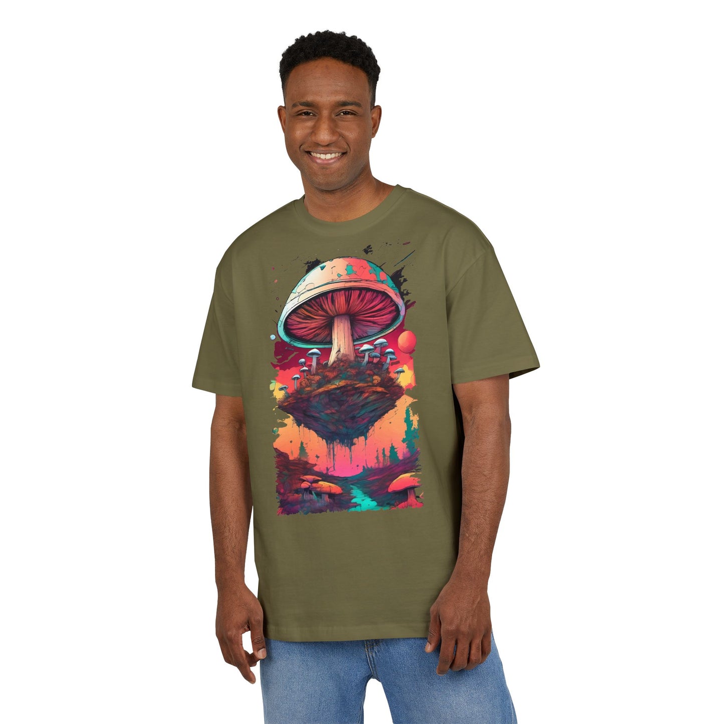 Psychedelic Mushroom Unisex Tee - Oversize Graphic T-Shirt for Festivals, Art Lovers, Gifts, and Casual Wear