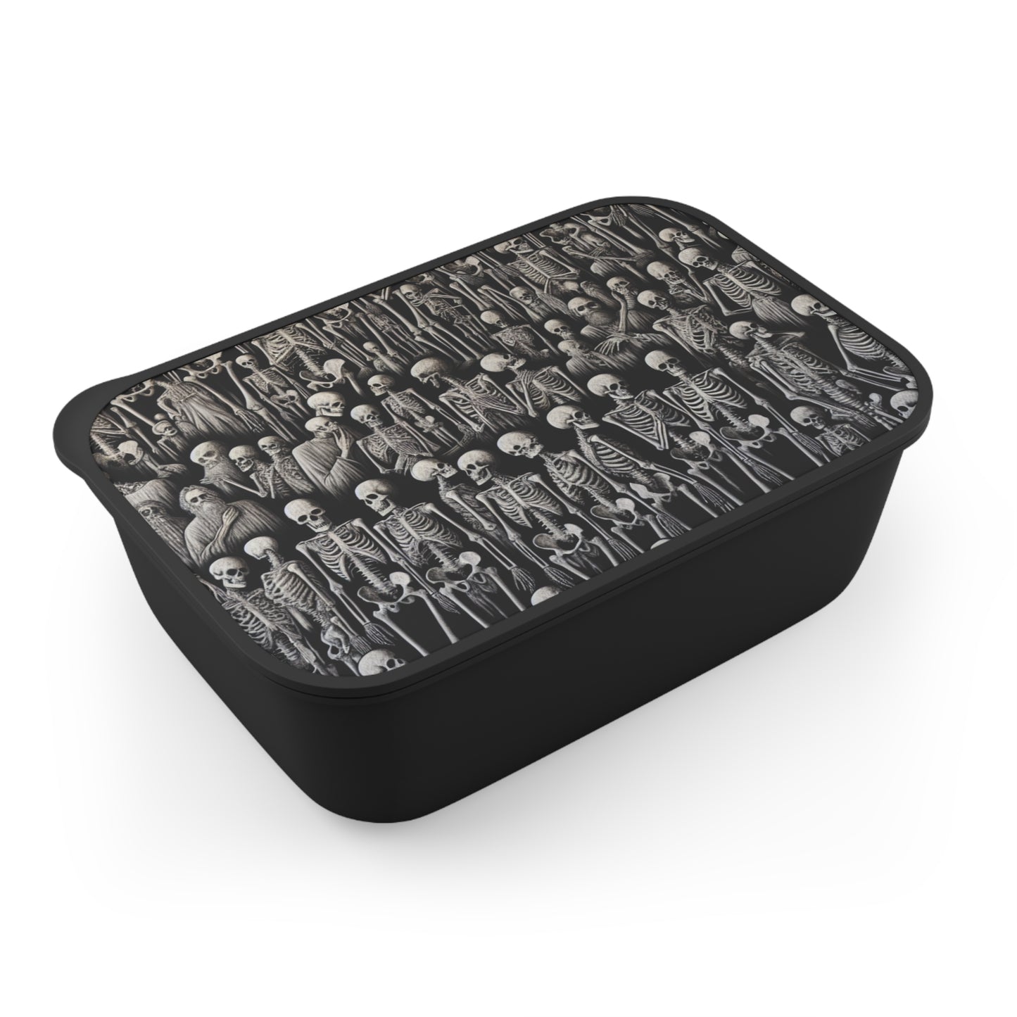 Skeletons PLA Bento Box with Utensils, Halloween Lunchbox, Spooky Meal Prep Container, Gothic Food Storage, Unique Gift Idea