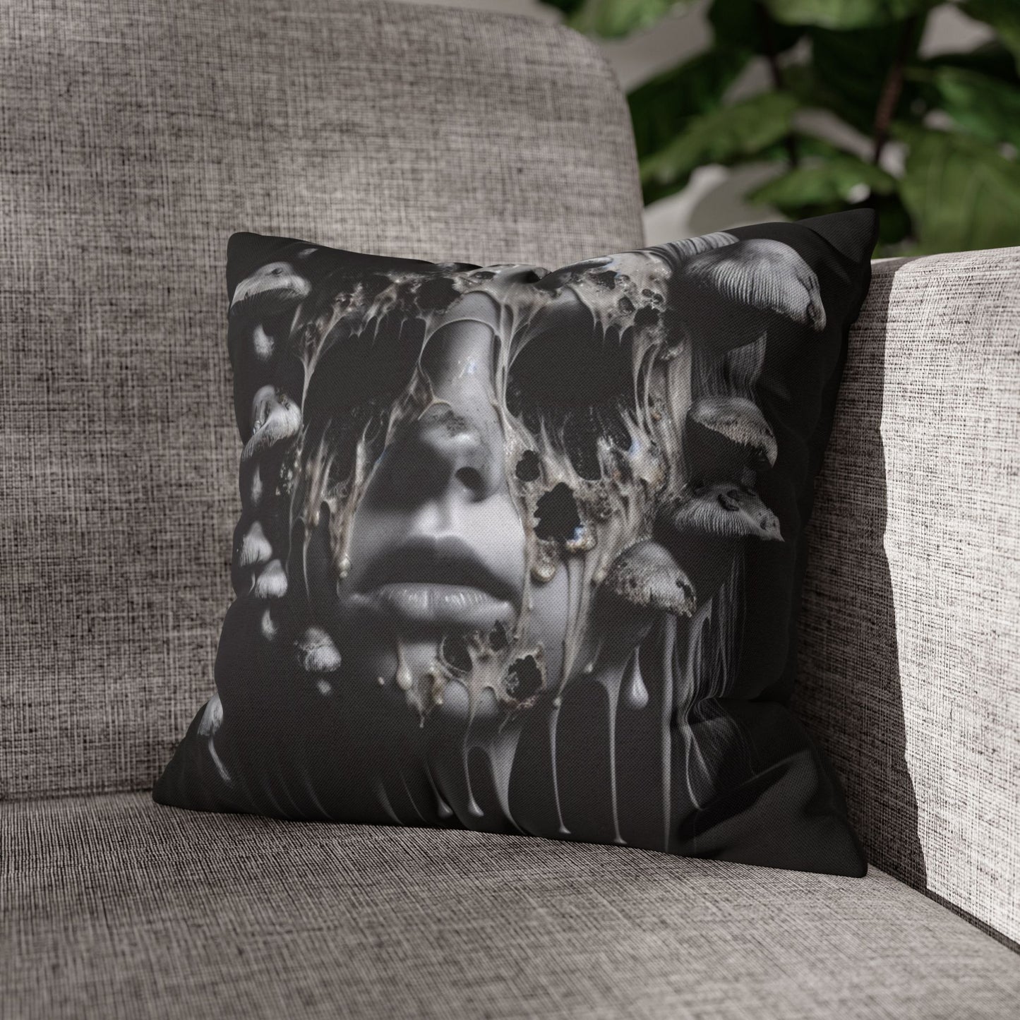 Dark Art Decorative Pillowcase, Gothic Home Decor, Statement Cushion Cover, Unique Gift for Art Lovers, Halloween Decor