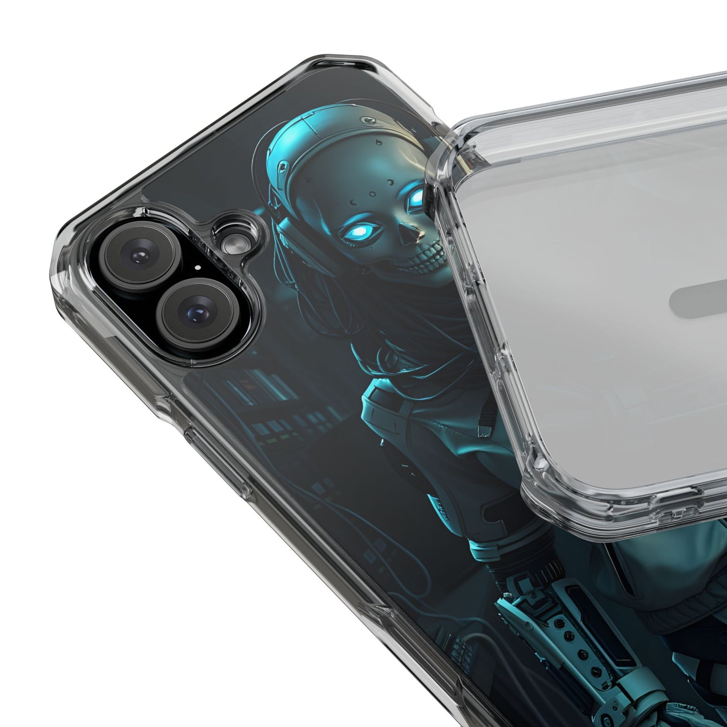 Futuristic Robot Phone Case, Magnetic Clear Impact Case, Unique Gift for Tech Lovers, Protective Smartphone Accessory, Cyberpunk Style