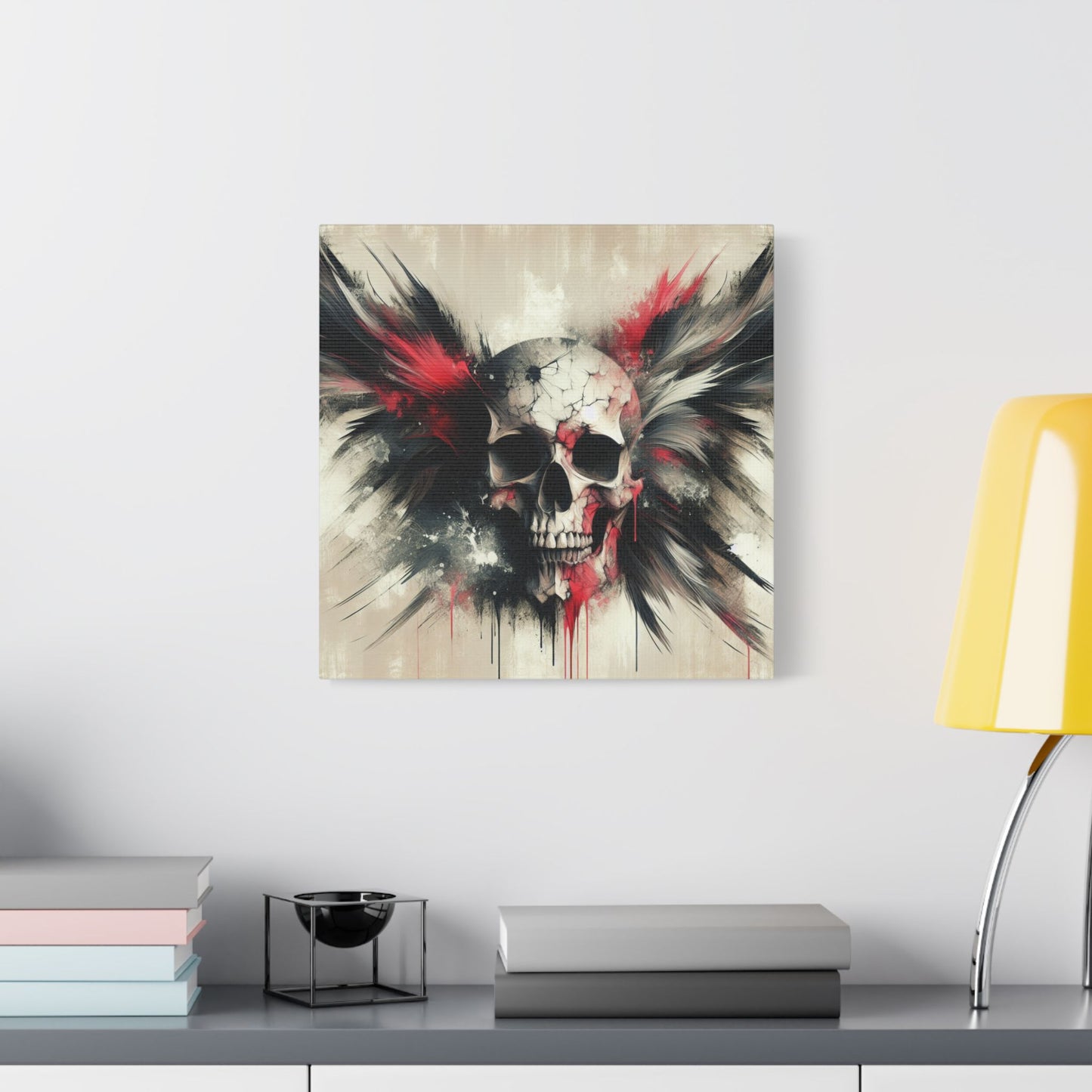 Gothic Skull Wall Art, Dark Art Canvas, Edgy Home Decor, Unique Gift for Halloween, Metalhead Wall Piece