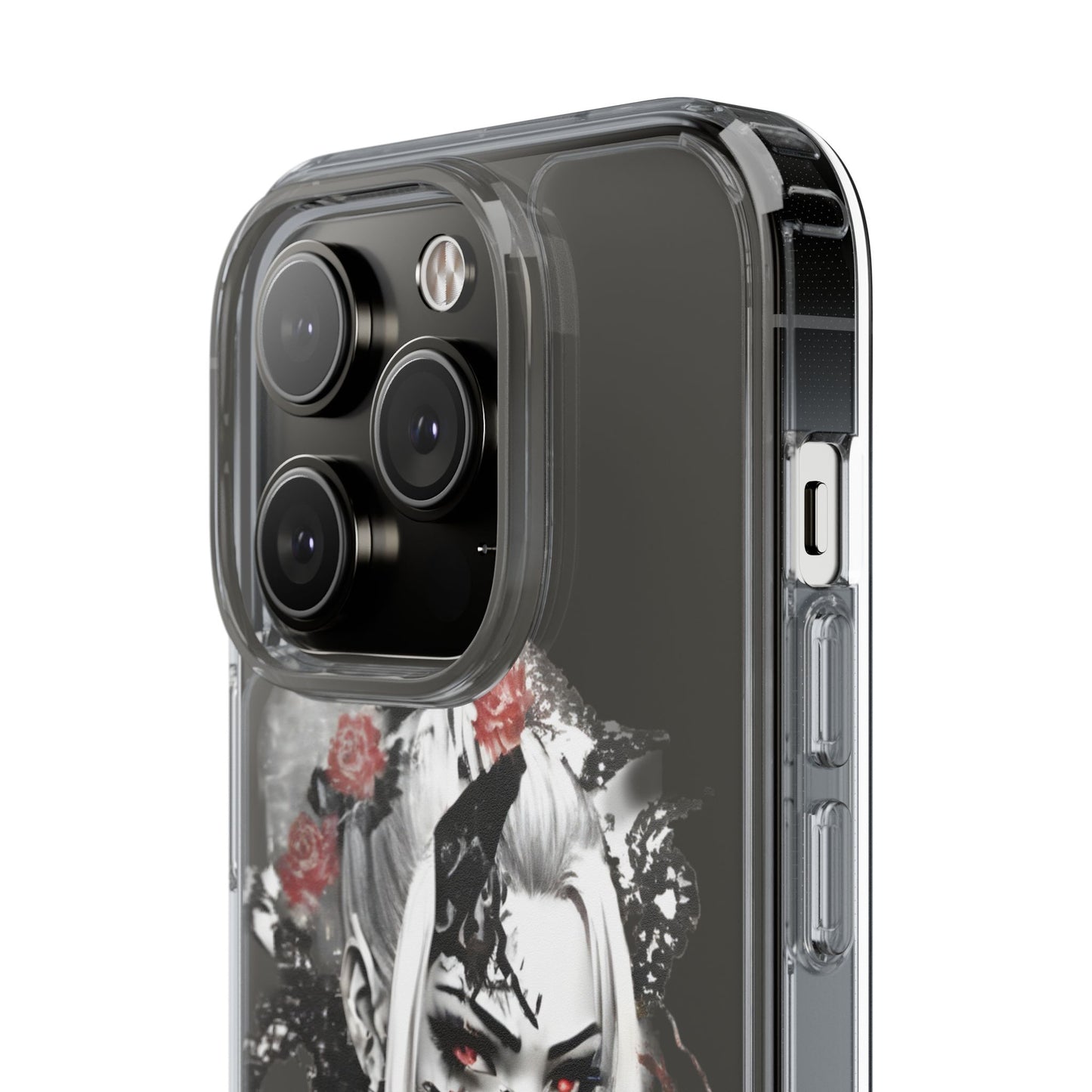 Artistic Clear Phone Case with Floral Design