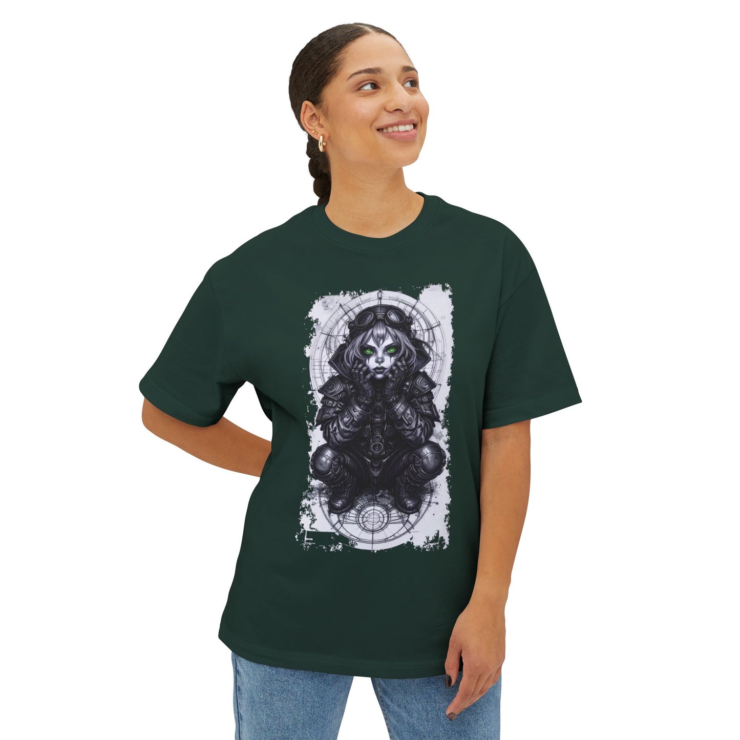 Gothic Graphic Unisex Boxy Tee - Oversized White T-Shirt for Alternative Fashion, Casual Wear, Gift for Festivals, Streetwear