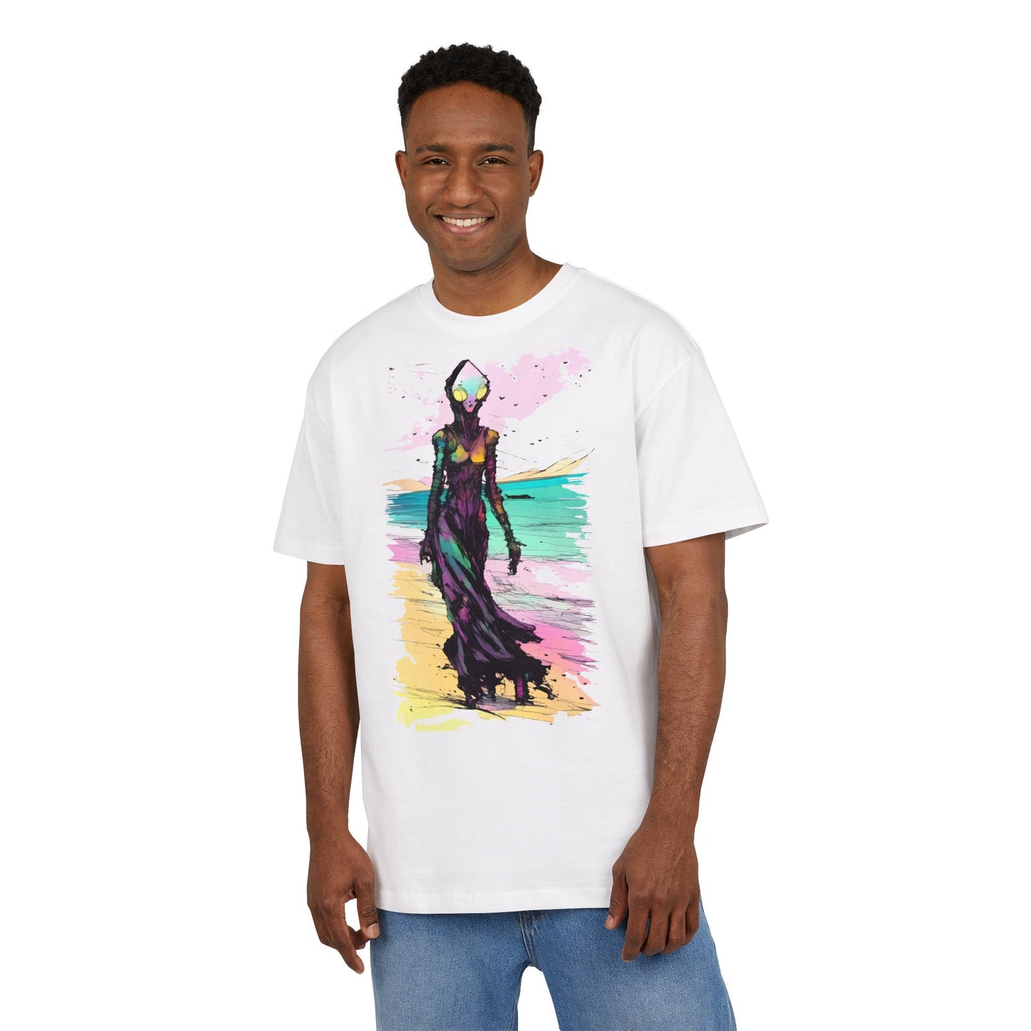 Beach Vibes Oversize Tee - Artistic Graphic Tee, Summer Style, Unisex T-Shirt, Boho Fashion, Casual Wear