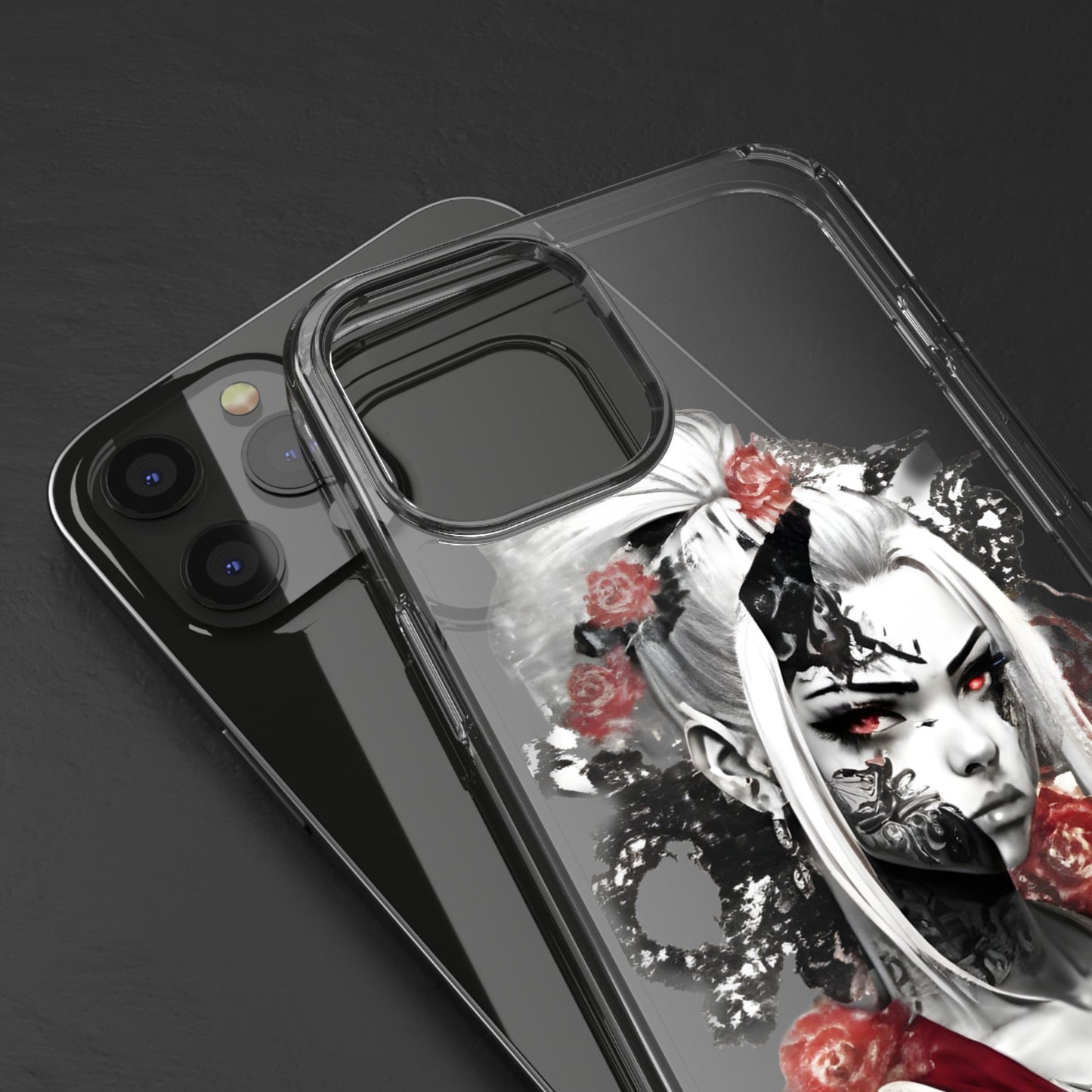 Artistic Clear Phone Case with Floral Design