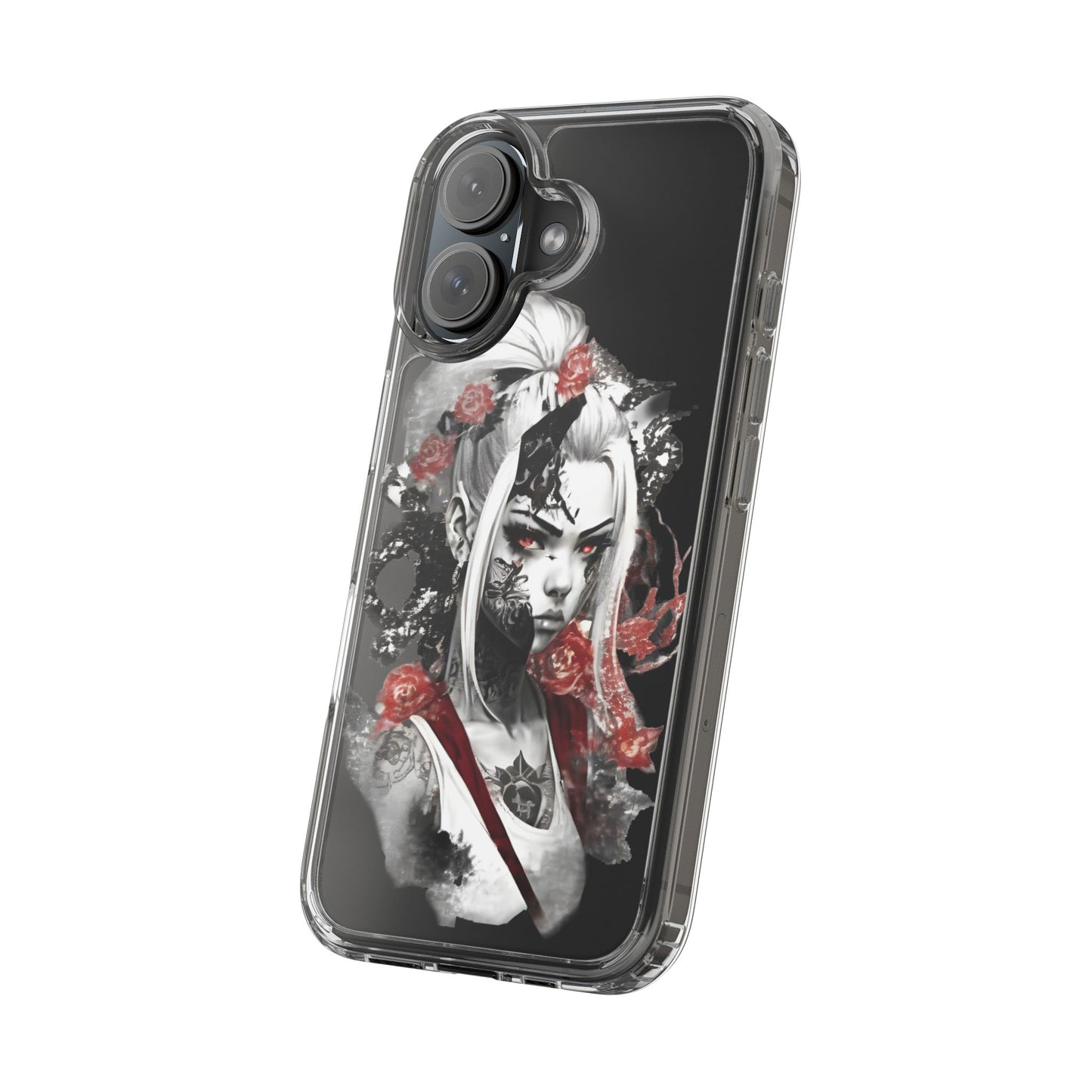 Artistic Clear Phone Case with Floral Design