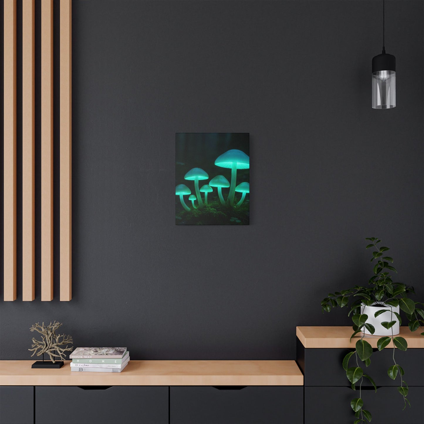 Glowing Mushroom Canvas Art Print, Mystical Wall Decor, Nature Lovers Gift, Home Aesthetic, Unique Artwork for Bedrooms, Living Rooms