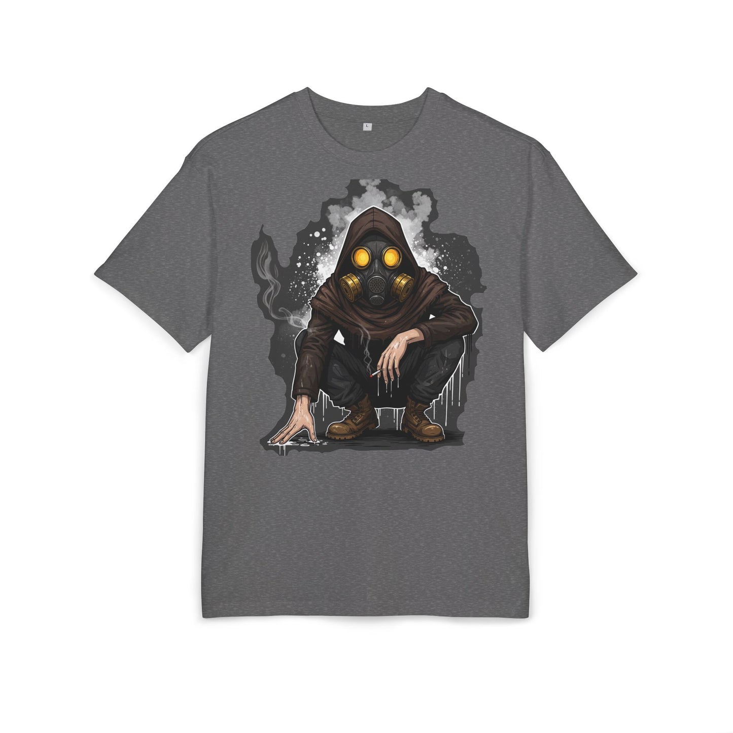 Gothic Gas Mask Unisex Heavy Oversize Tee, Streetwear Graphic Tee, Casual T-Shirt, Halloween Costume Top, Unique Gift Idea