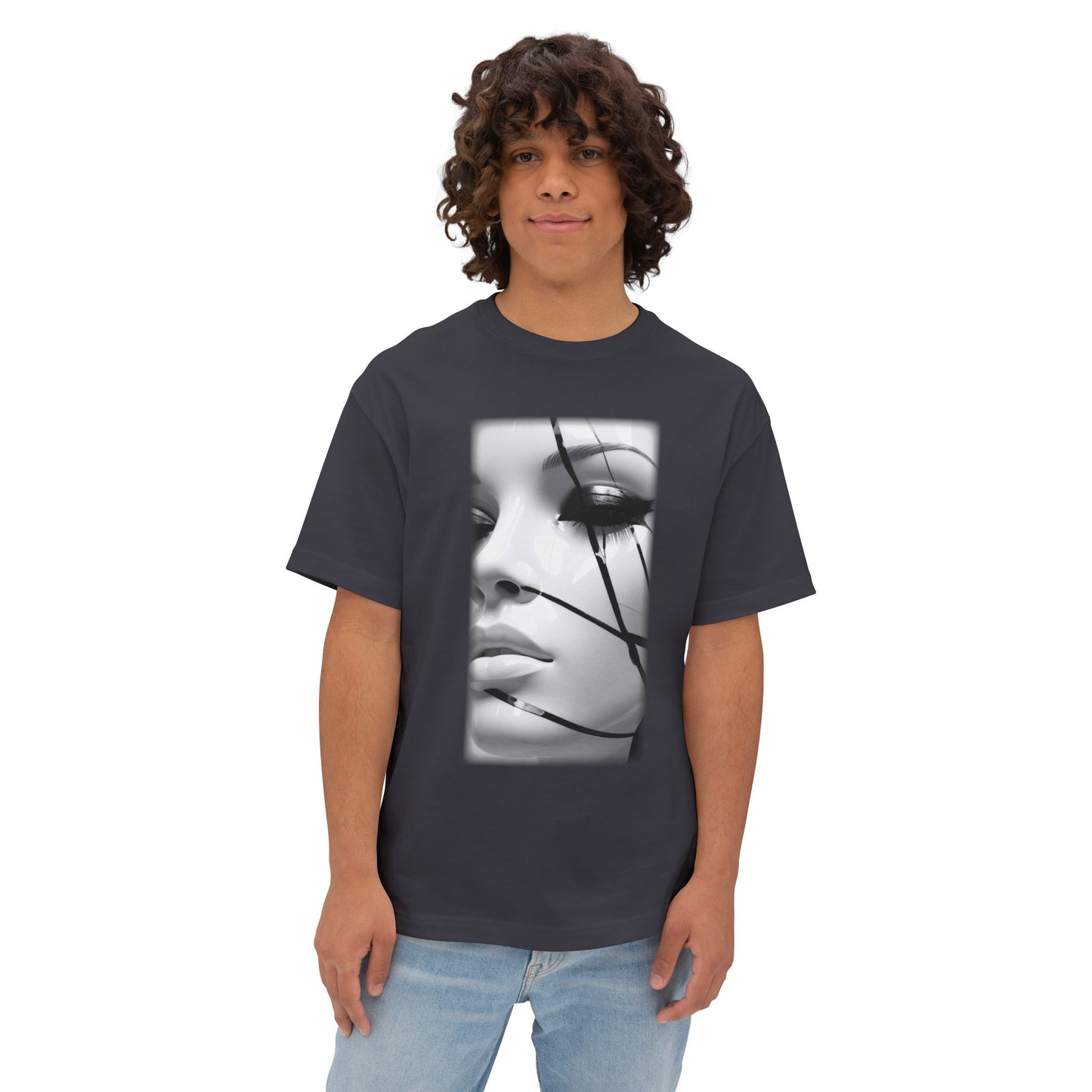 Chic Oversized Graphic Tee with Striking Design, Streetwear, Casual Style, Fashion Statement, Gift for Art Lovers