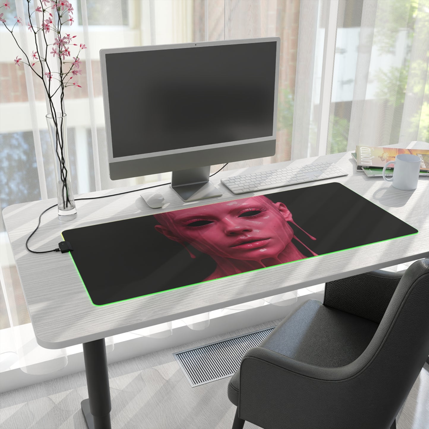 Illuminated Gaming Mouse Pad, LED Desk Mat, Cool Gamer Accessories, RGB Mousepad, Unique Gaming Gifts, Cyberpunk Decoration