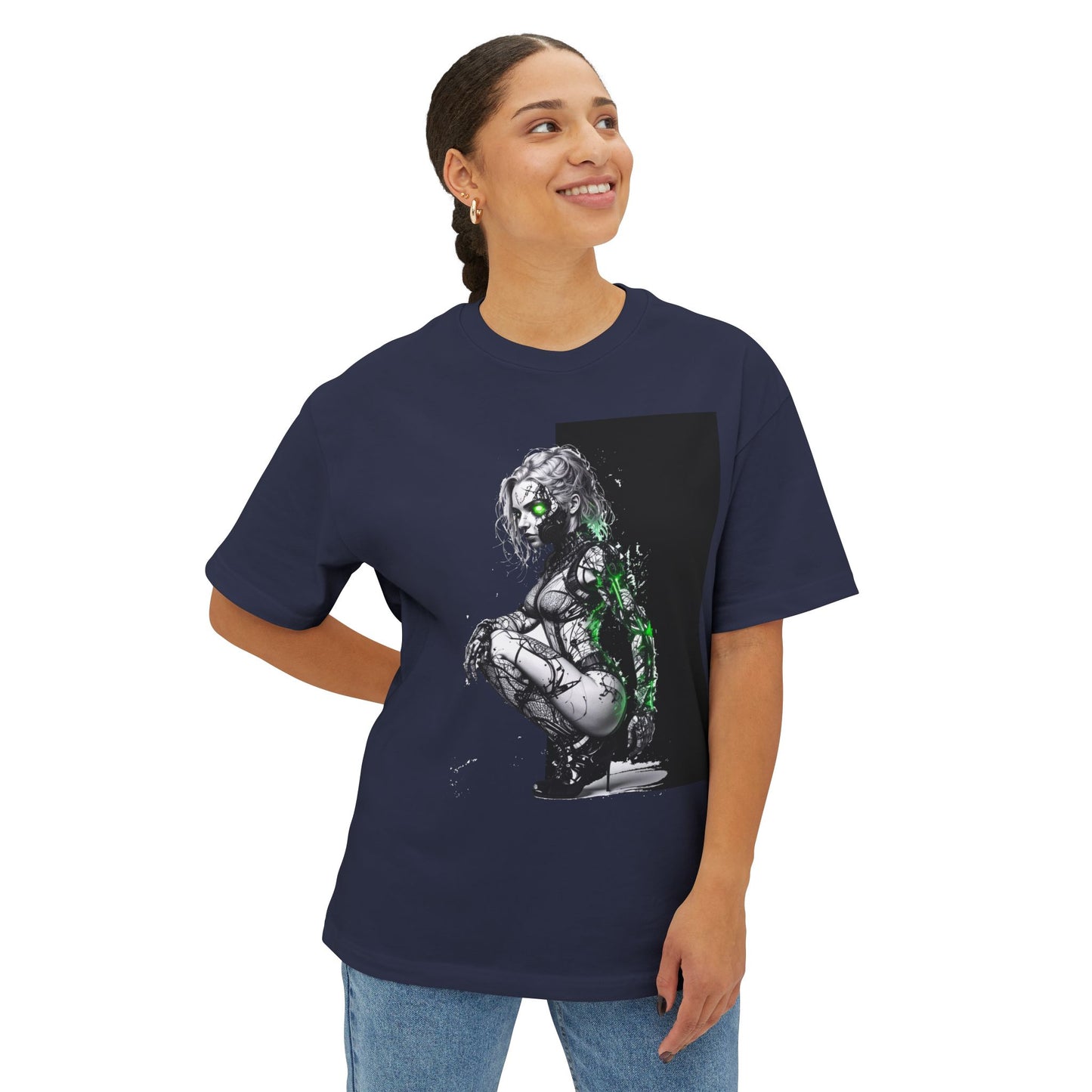 Cyberpunk-Inspired Unisex Oversized Tee, Streetwear T-Shirt, Graphic Tee for Art Lovers, Casual Wear, Unique Gift