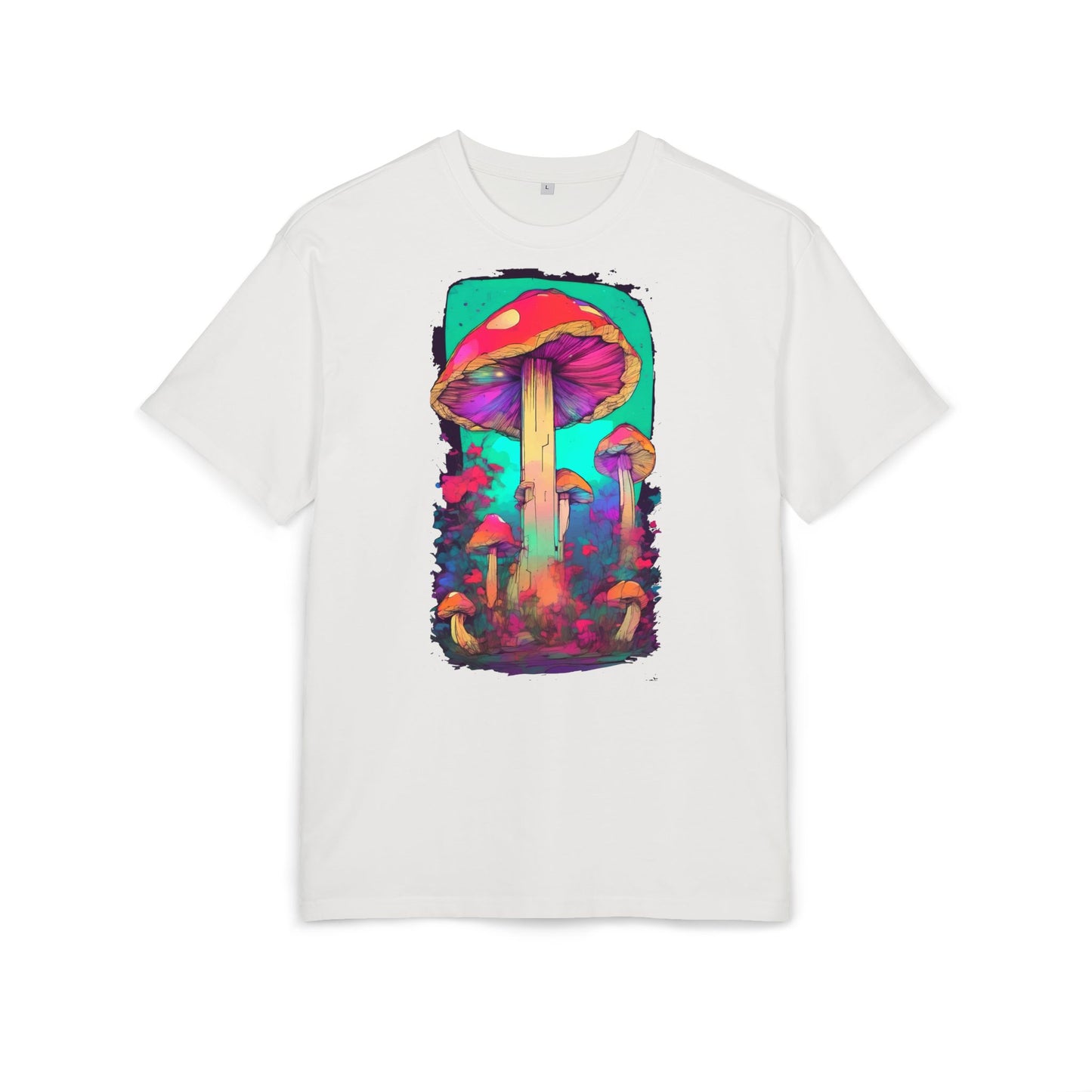 Vibrant Mushroom Art Oversized Tee, Unisex Graphic T-Shirt, Trendy Casual Style, Nature Lover Gift, Festival Clothing, Psychedelic Design