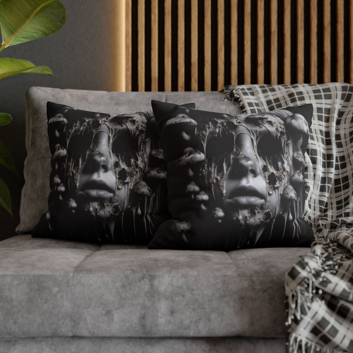 Dark Art Decorative Pillowcase, Gothic Home Decor, Statement Cushion Cover, Unique Gift for Art Lovers, Halloween Decor