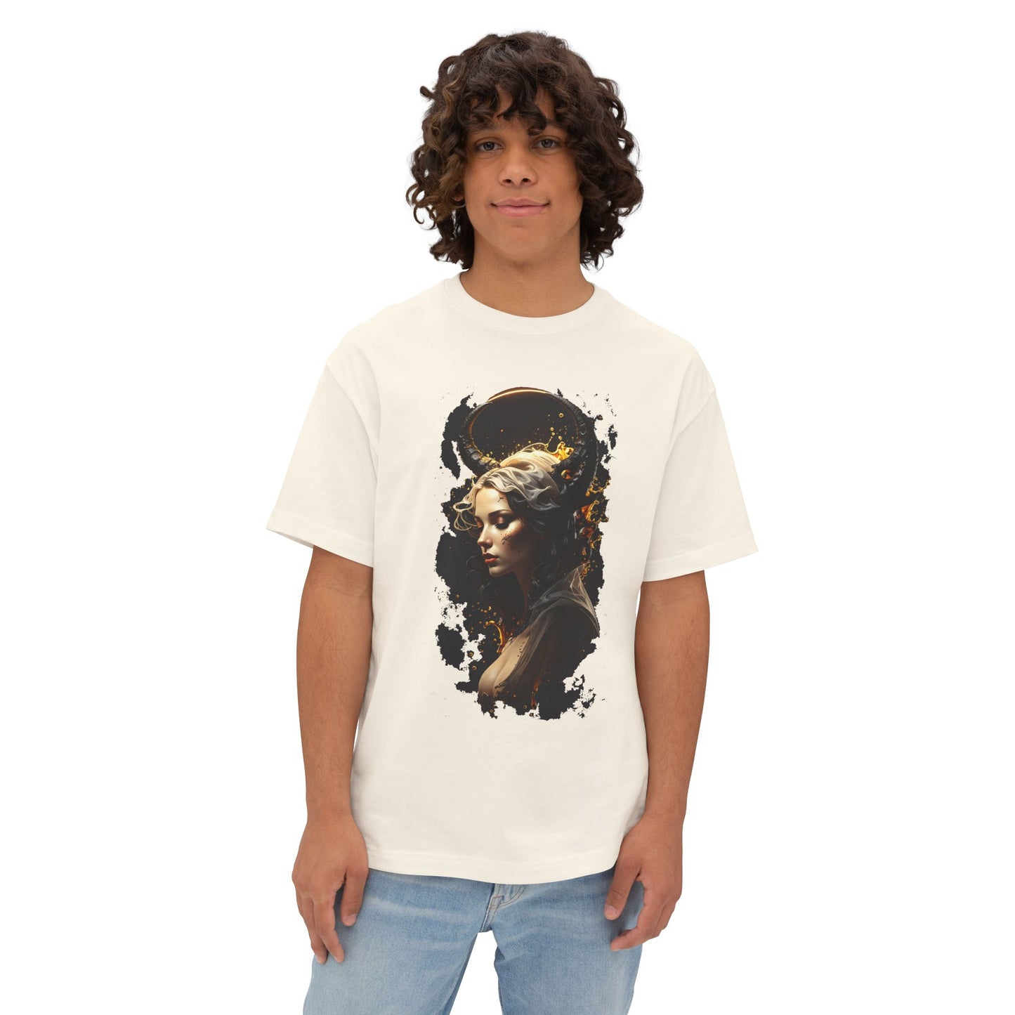 Artistic Oversized Tee with Abstract Portrait, Unisex Graphic Tee, Casual Streetwear, Perfect Gift for Art Lovers, Unique Summer Shirt