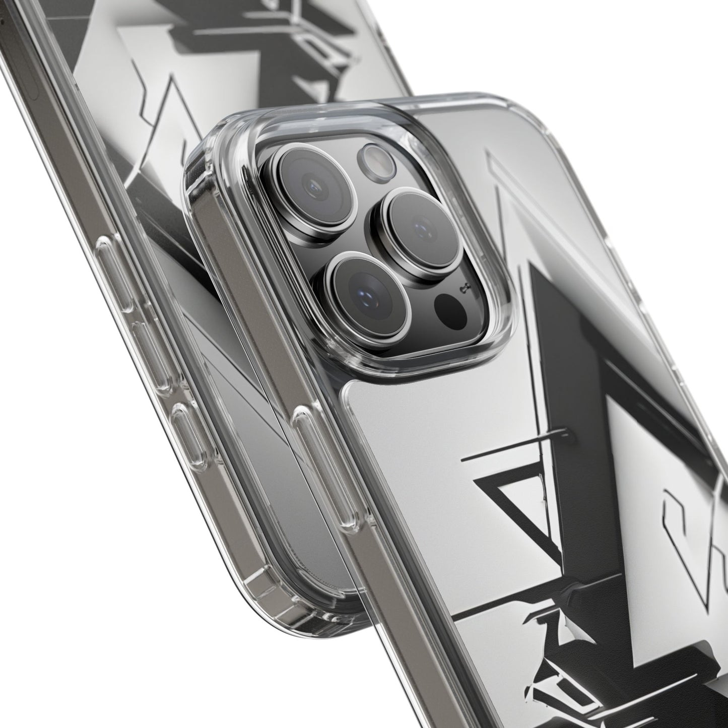 Clear Phone Case with Abstract Edgy Design Print