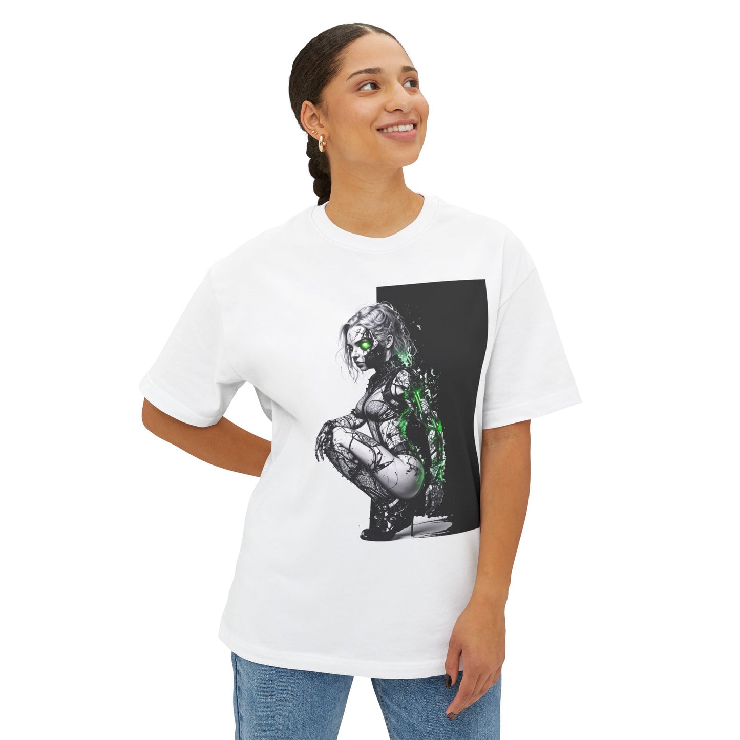 Cyberpunk-Inspired Unisex Oversized Tee, Streetwear T-Shirt, Graphic Tee for Art Lovers, Casual Wear, Unique Gift