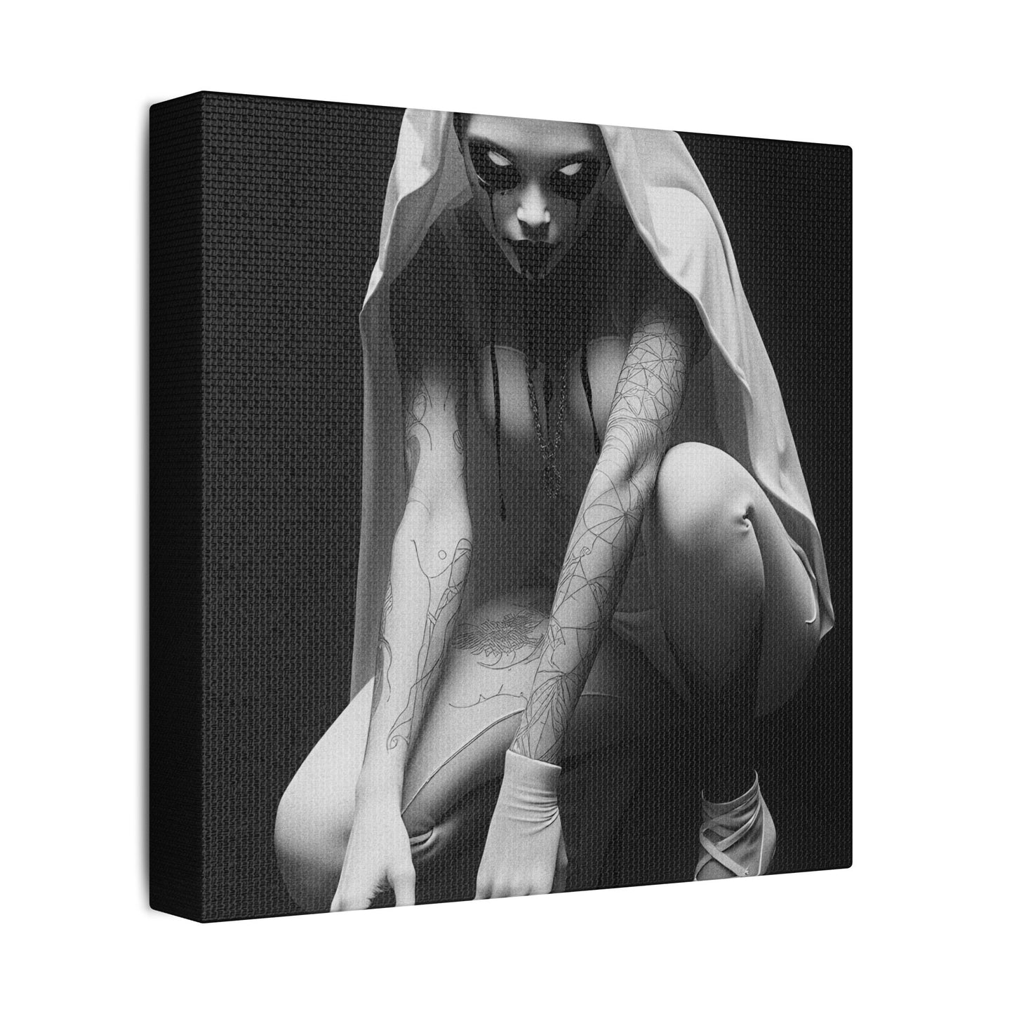 Gothic Art Print, Horror Decor, Canvas Wall Art, Home Aesthetic, Unique Gift, Modern Black and White Art