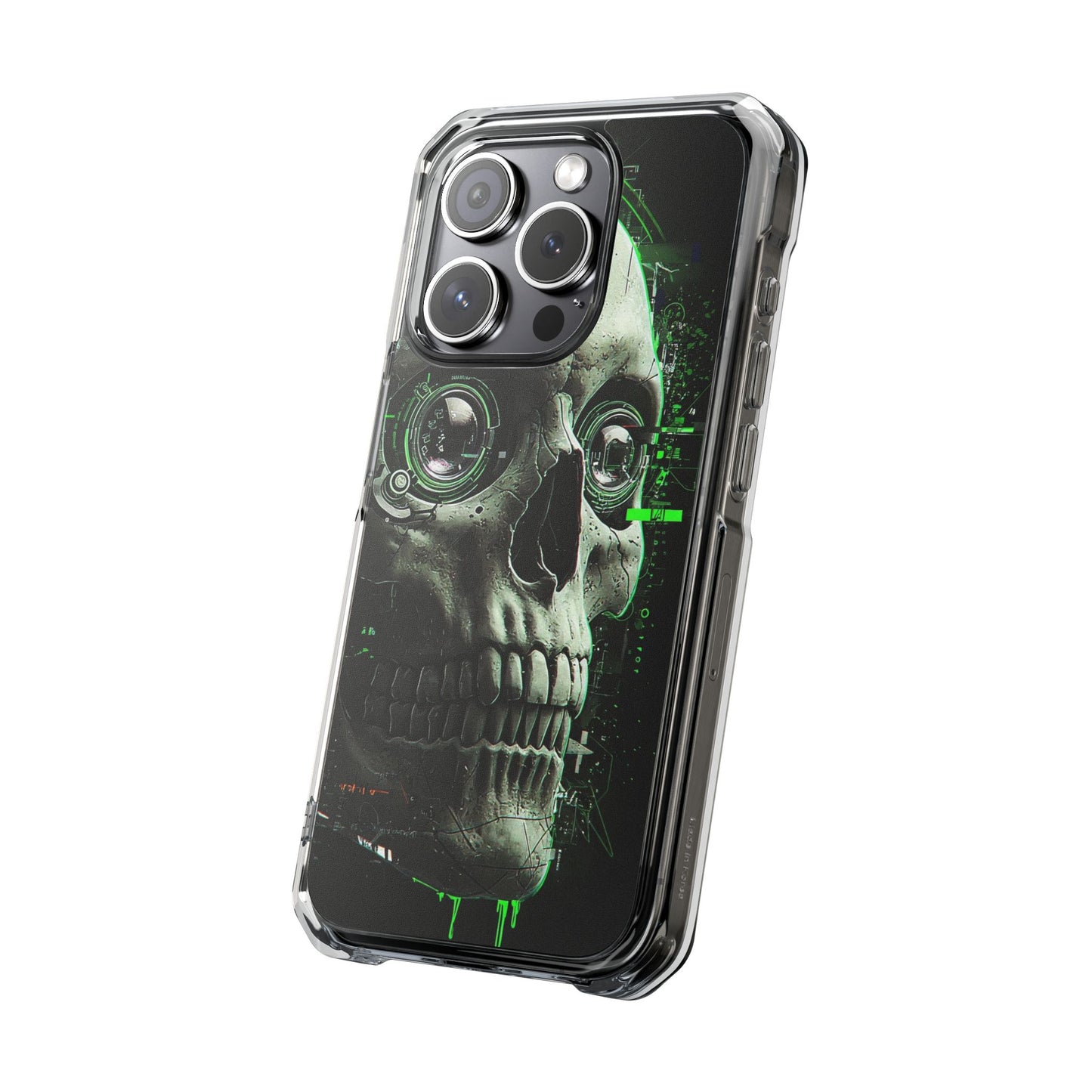 Gothic Skull Phone Case, Cyberpunk Design, Clear Impact Protection, Unique Gift for Him, Halloween Accessories, Tech Lover