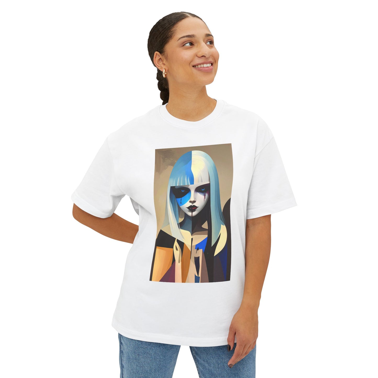 Artistic Oversized Tee, Stylish Graphic Top, Trendy Unisex Shirt, Unique Art Apparel, Casual Wear, Gift for Art Lovers