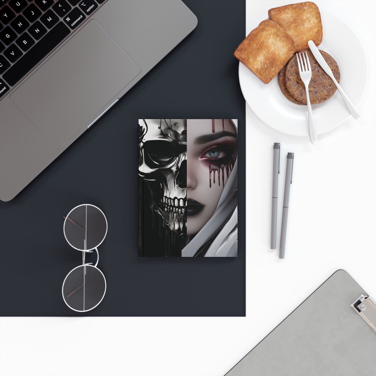 Gothic Aesthetic Hard Backed Journal, Cyberpunk Notebook, Unique Sketchbook Gift, Dark Fantasy Journal, Halloween Writing Diary