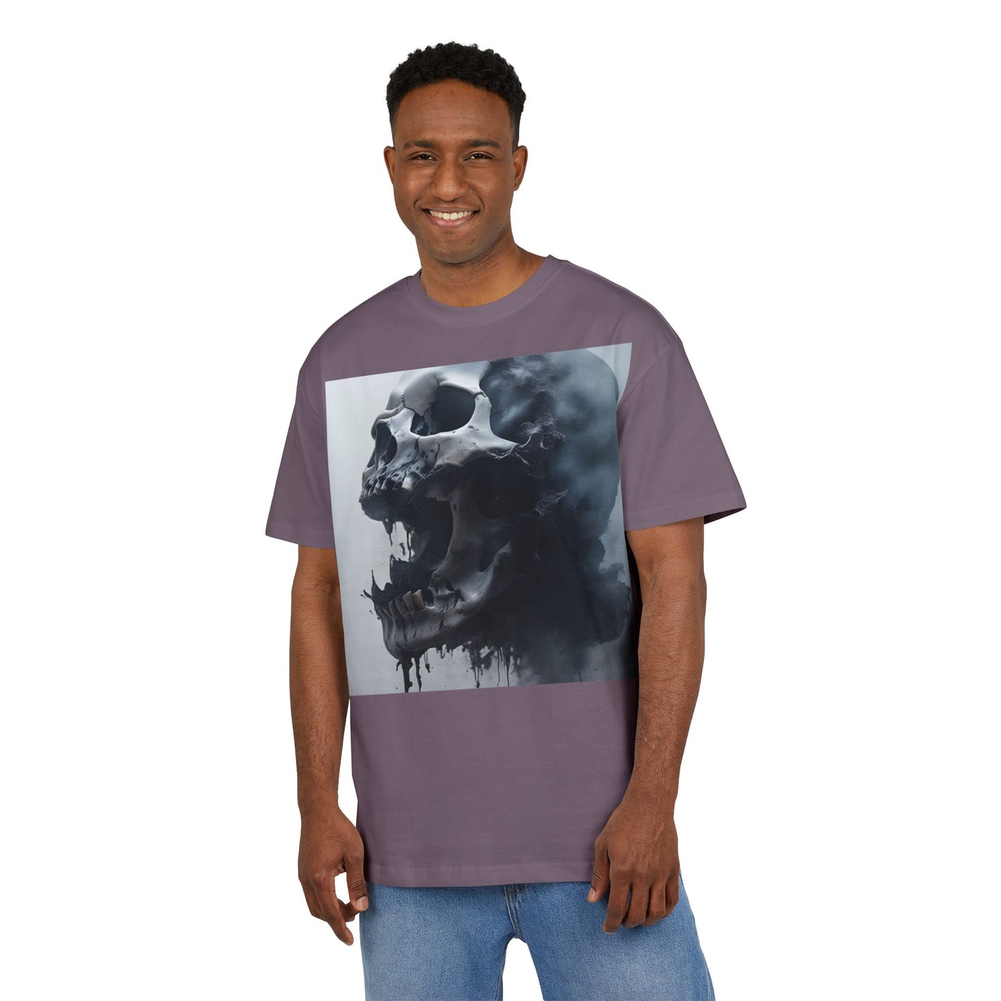Gothic Skull Oversized Tee | Unisex, Grunge Fashion, Halloween Shirt, Dark Aesthetic, Casual Wear