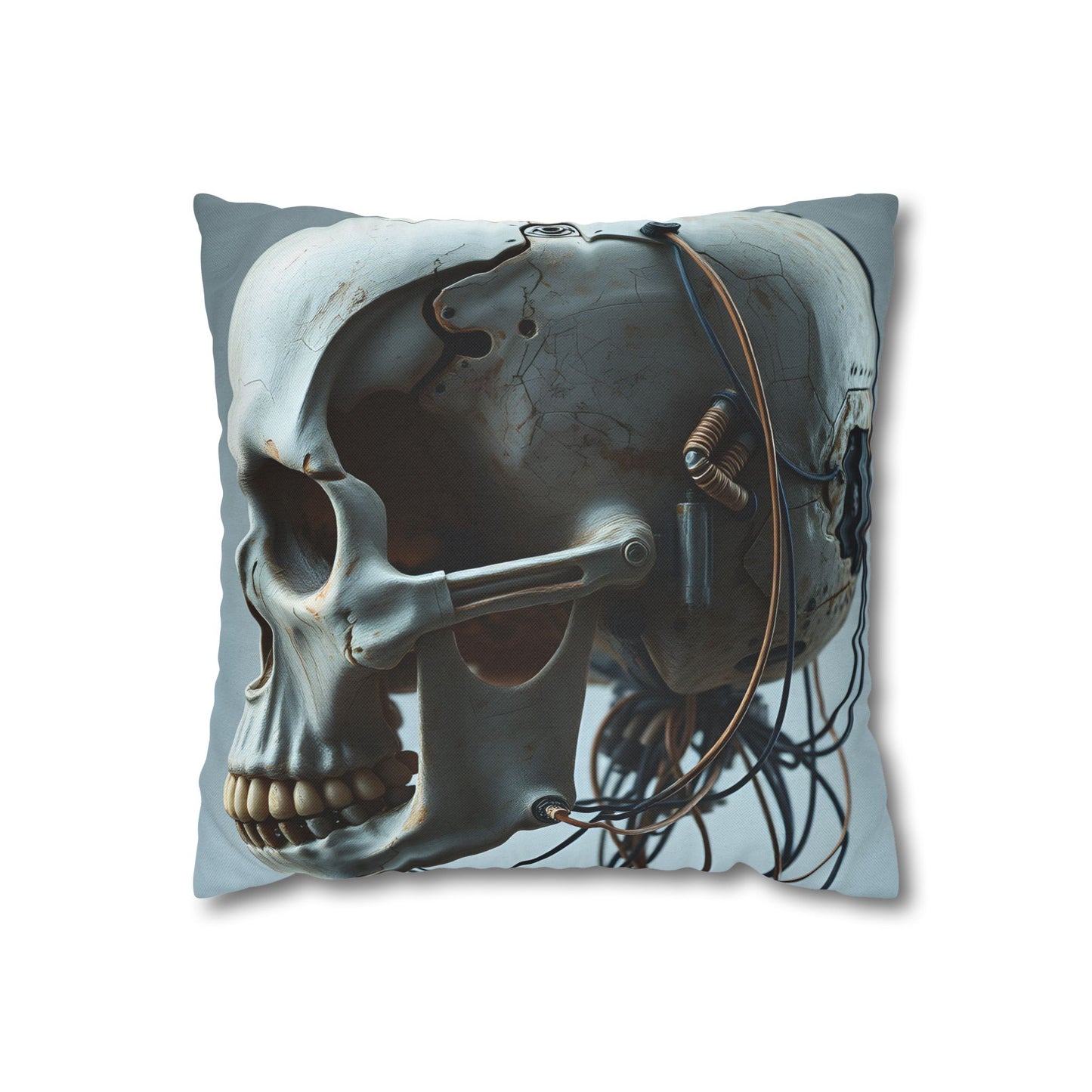 Square Pillowcase Futuristic Edge Skull Design Pillowcase