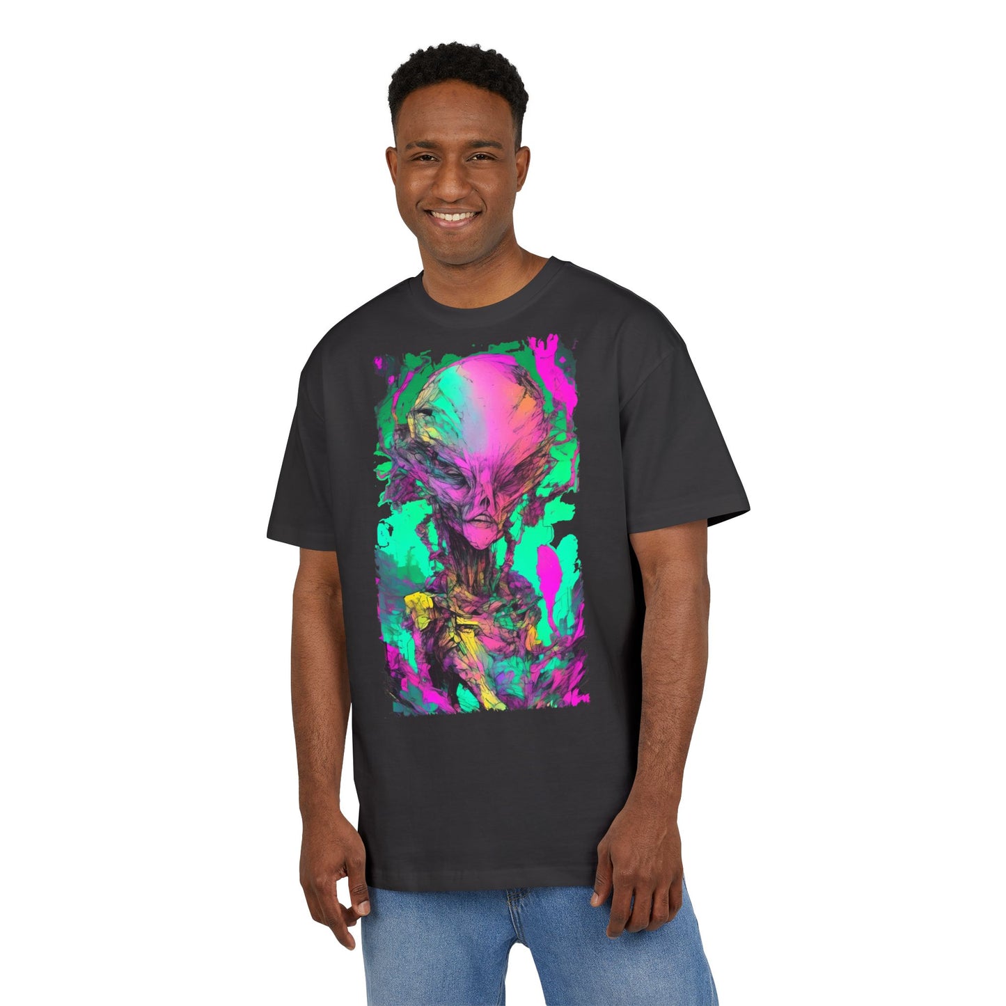 Alien Art Unisex Oversize Tee, Graphic Tee, Casual Style, Streetwear, Unique Gift, Statement Piece