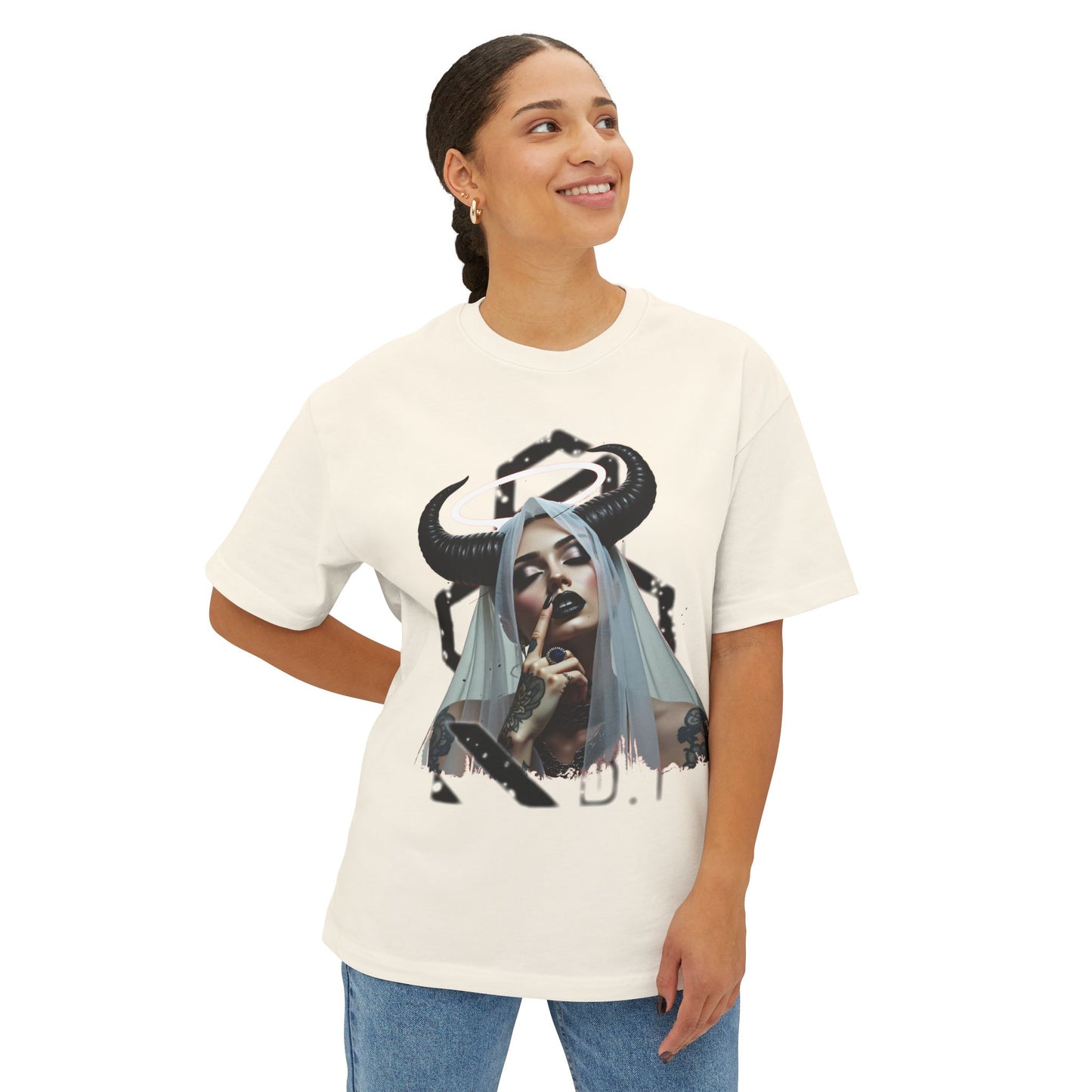 Edgy Graphic Tee, Unisex Oversized Boxy Tee, Alternative Fashion Shirt, Unique Apparel, Statement Top, Gift for Her