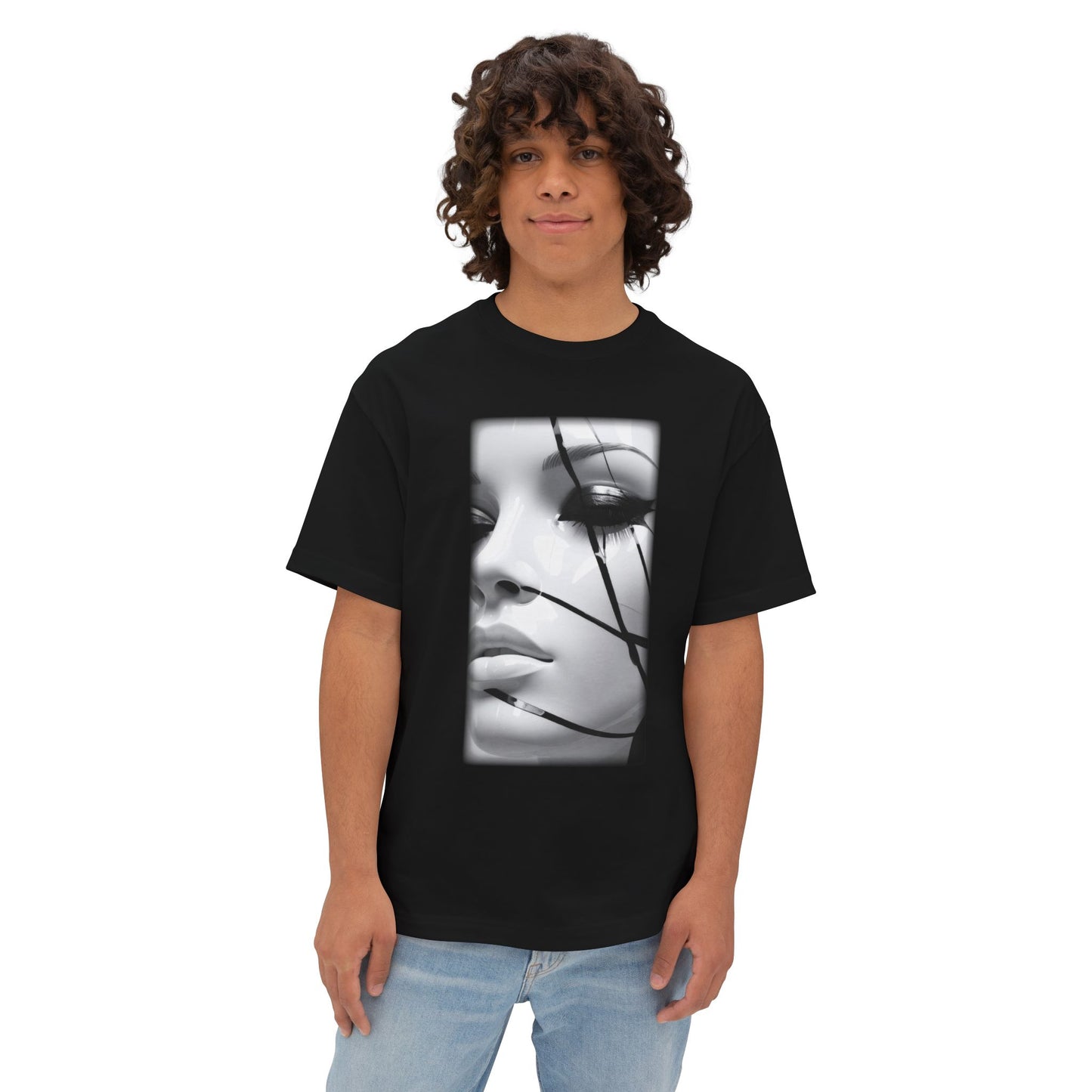 Chic Oversized Graphic Tee with Striking Design, Streetwear, Casual Style, Fashion Statement, Gift for Art Lovers